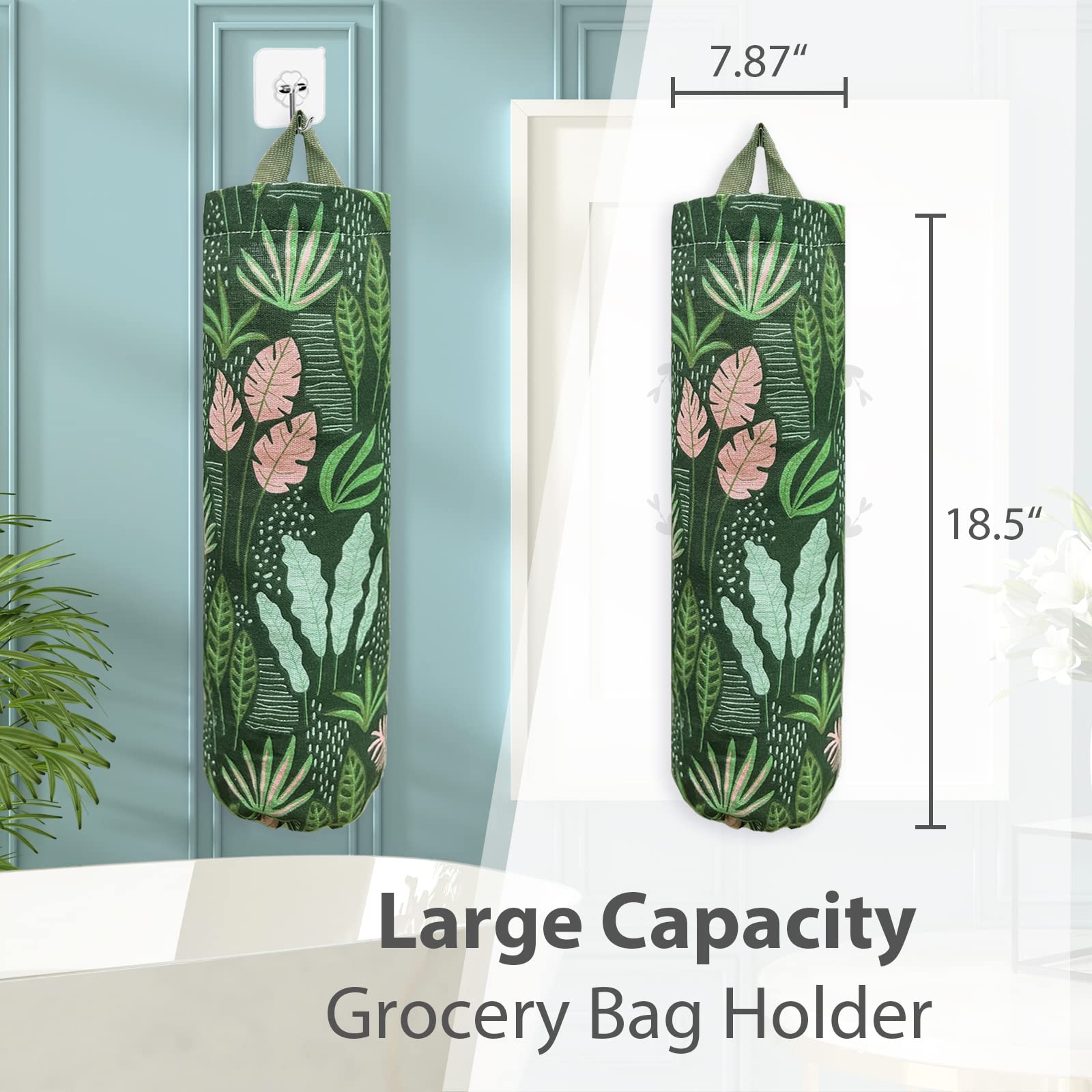 Plastic Bag Holder，Reusable Grocery Bag Holder，Wall Mount Plastic Bag Organizer Shopping Bags Carrier，Washable Large Grocery Bag Storage Dispenser for Home Kitchen Travelling Decor, 1 Pack，Alpaca