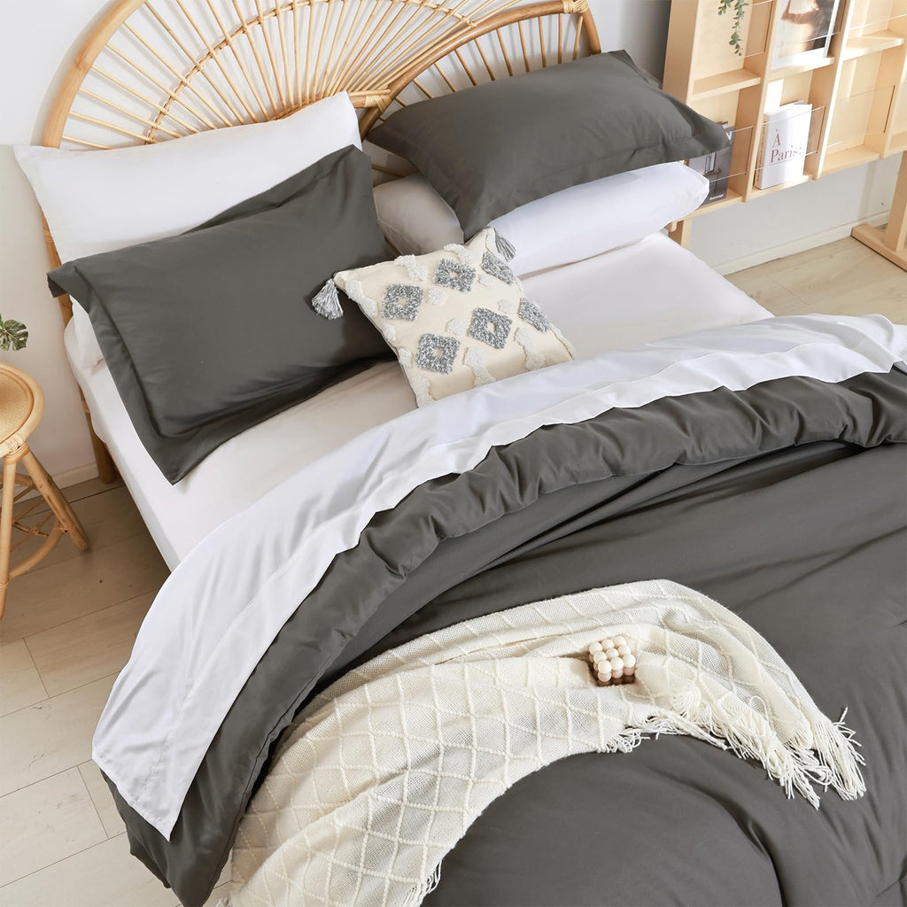 weigelia Twin Comforter Set 5 Pieces Beige Bed in A Bag Soft Queen Bedding Set Lightweight Comforter Set for Women and Men（Comforters, Flat & Fitted Sheets, Pillowcases & Shams）