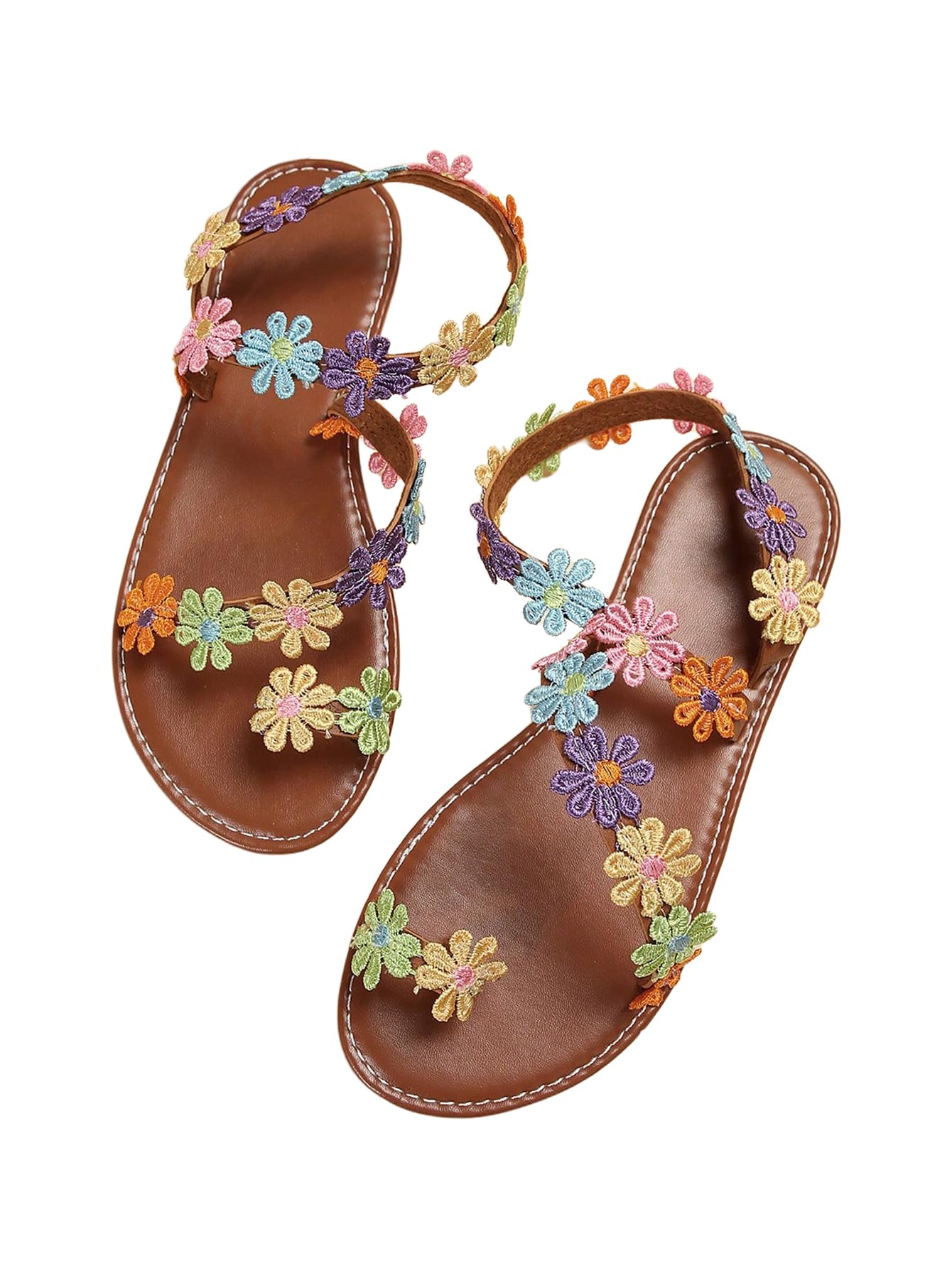 Floerns Women's Elegant Rhinestone Butterfly Transparent Elastic Strap Summer Flat Sandals
