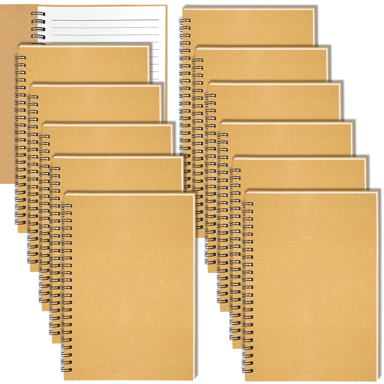 4Pack Small Spiral Notebook A5, 8.25x5.5” 120 Lined Pages Black & Red Wide Ruled Spiral Journal Bulk Blank Kraft Cover Spiral Bound Notebook & Writing Pads for Home Office Meeting Work Note Taking