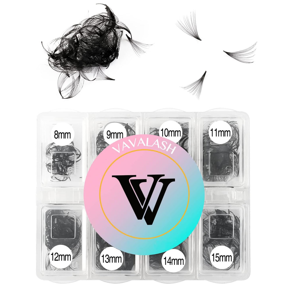 VAVALASH Premade Fans Eyelash Extensions 320 Fans 10D 14D 16D 20D 0.03 0.05 0.07 Thickness C/D Curl Middle Stem Premade Fans Russian Volume Lash Extensions (320 Fans-10D-0.03-D-8-15mm)