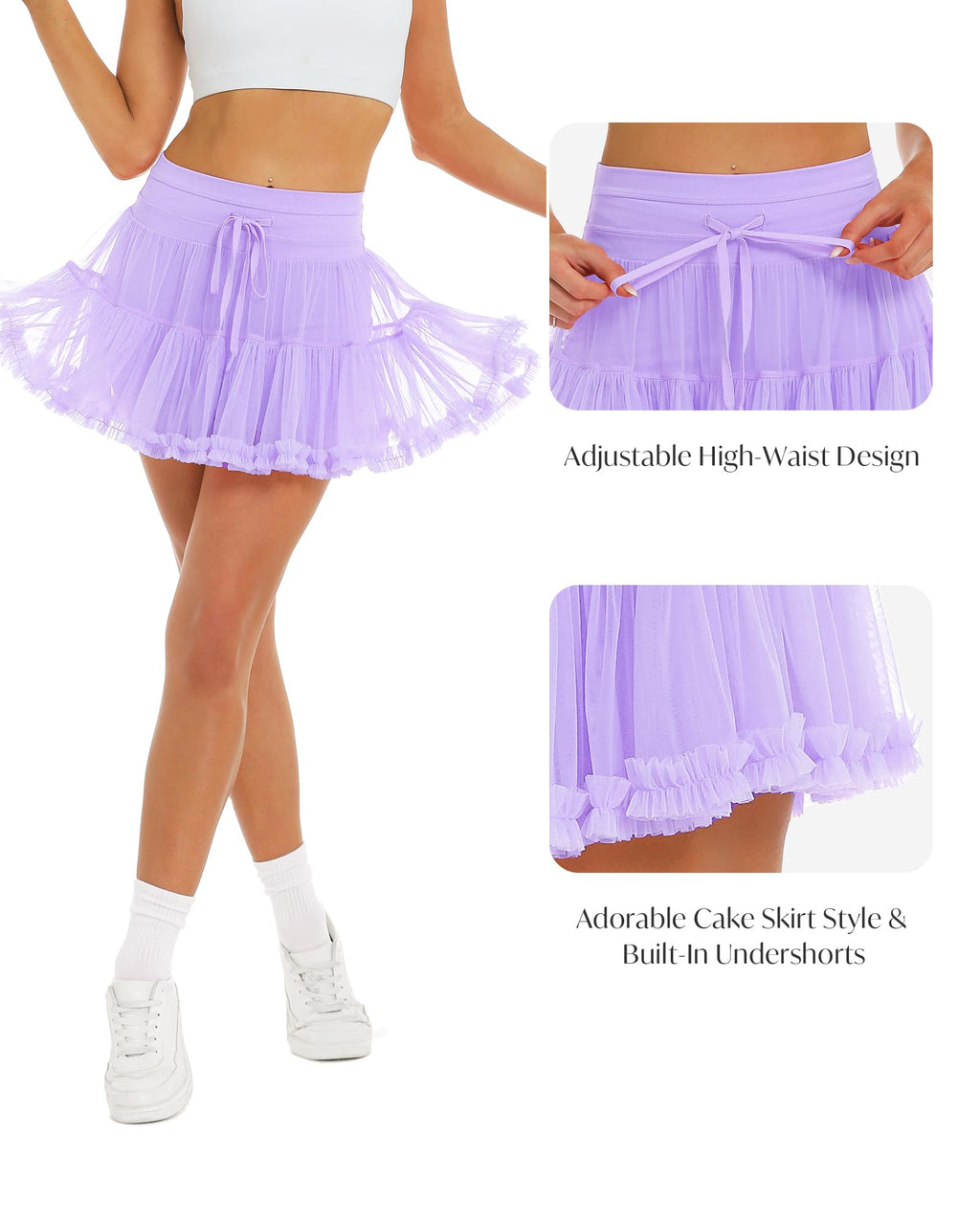 Stelle Women's High Waist Athletic Skorts with Shorts Pockets Ruffle Hem Flowy Skirts Mini Tiered Short Skirt Casual Summer