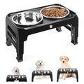 Elevated Dog Bowls 3 Height Adjustable Raised Bowl Stand with 25oz Stainless Steel Dog Food Bowls Anti-Slip for Small Dogs Adjusts to 7.5", 6", 2.75", Black
