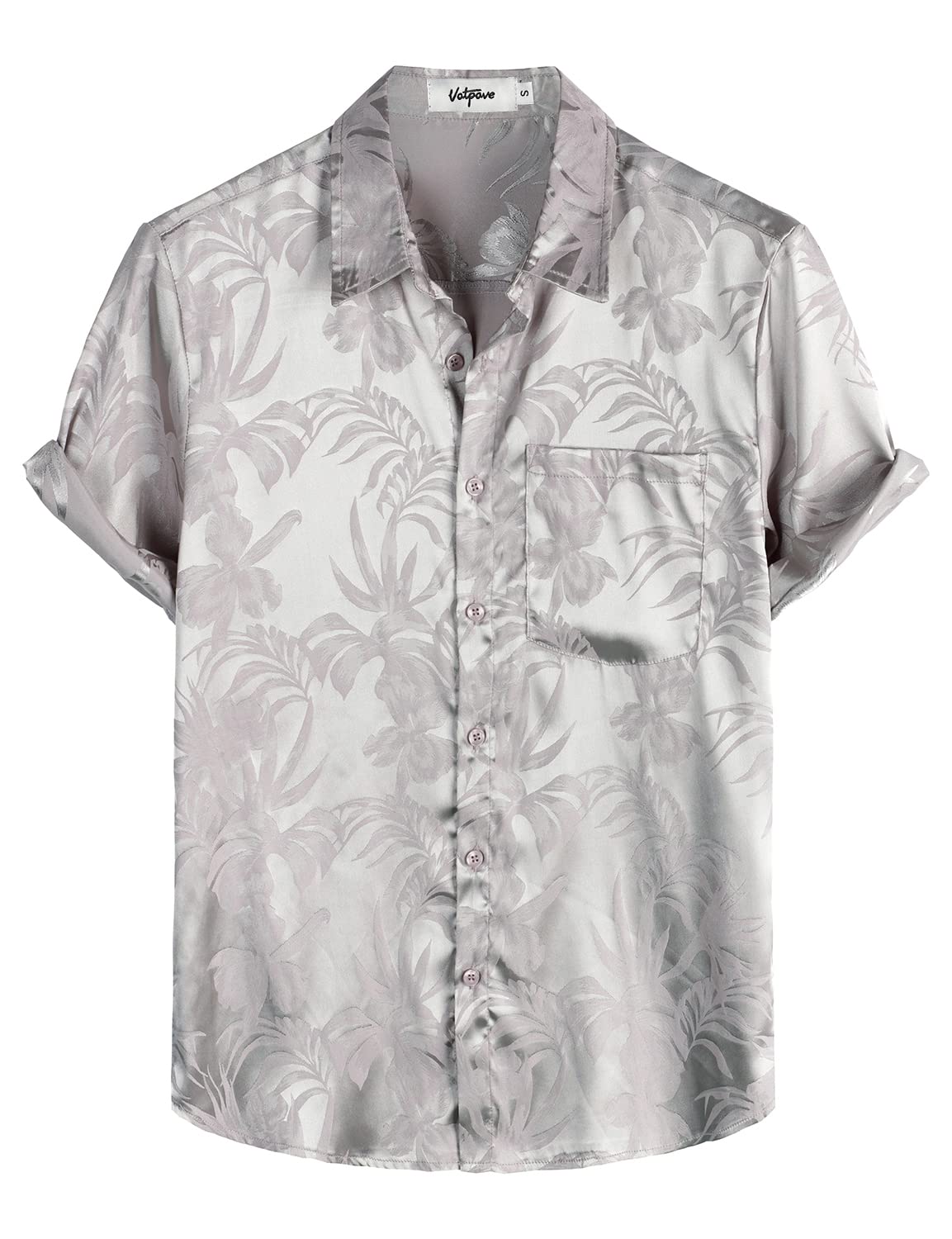 VATPAVE Mens Summer Jacquard Regular Fit Shirts Casual Button Down Short Sleeve Beach Tops with Pocket