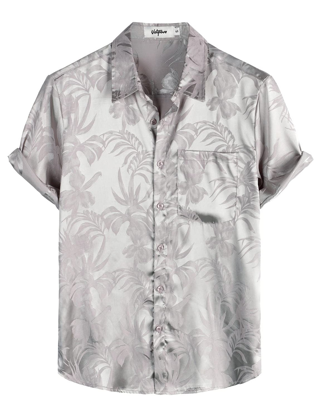 VATPAVE Mens Summer Jacquard Regular Fit Shirts Casual Button Down Short Sleeve Beach Tops with Pocket