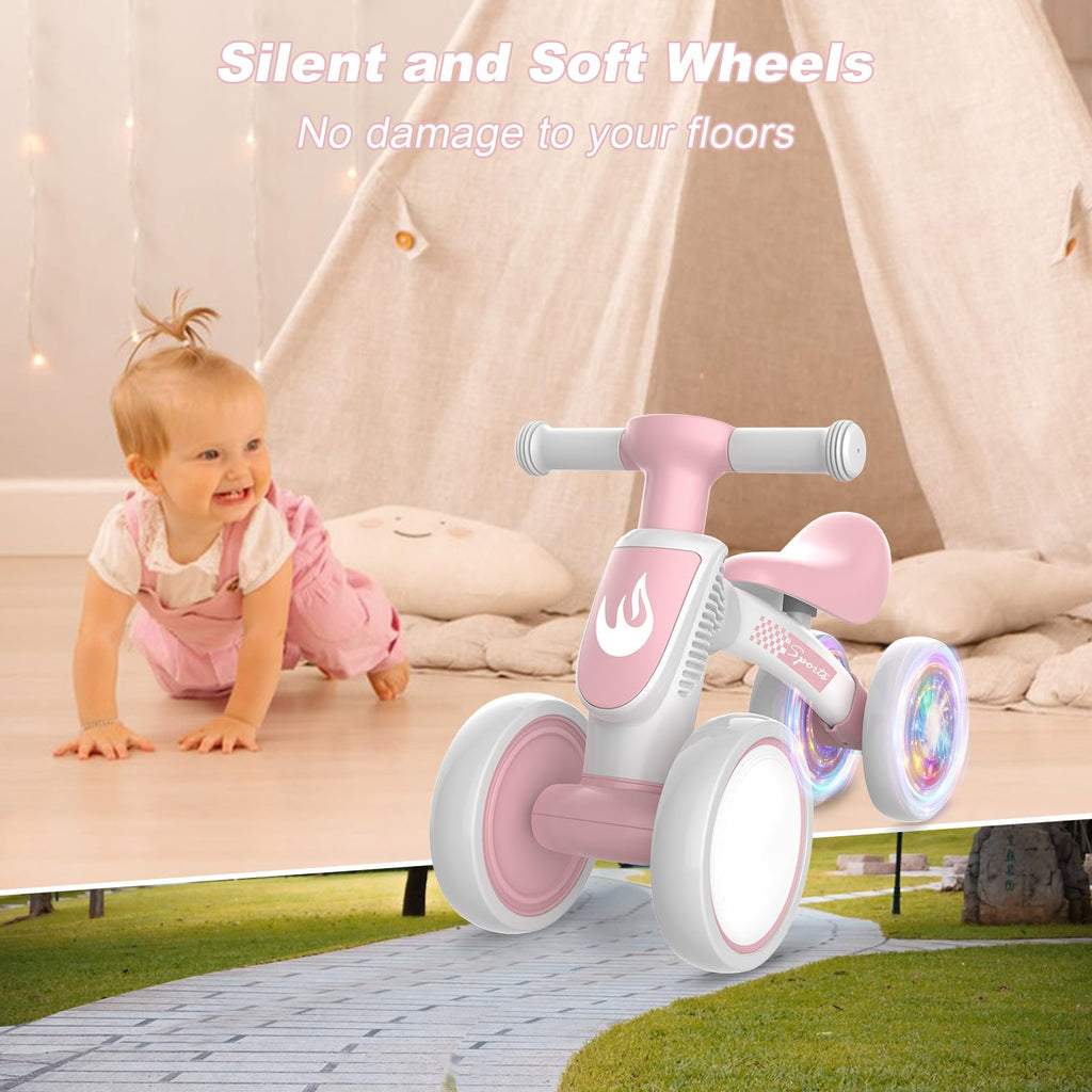Colorful Lighting Baby Balance Bike Toys for 1 Year Old Boy Gifts, 10-36 Month Toddler Balance Bike, No Pedal 4 Silence Wheels & Soft Seat First Bike, One Year Old Boy Birthday Gift.