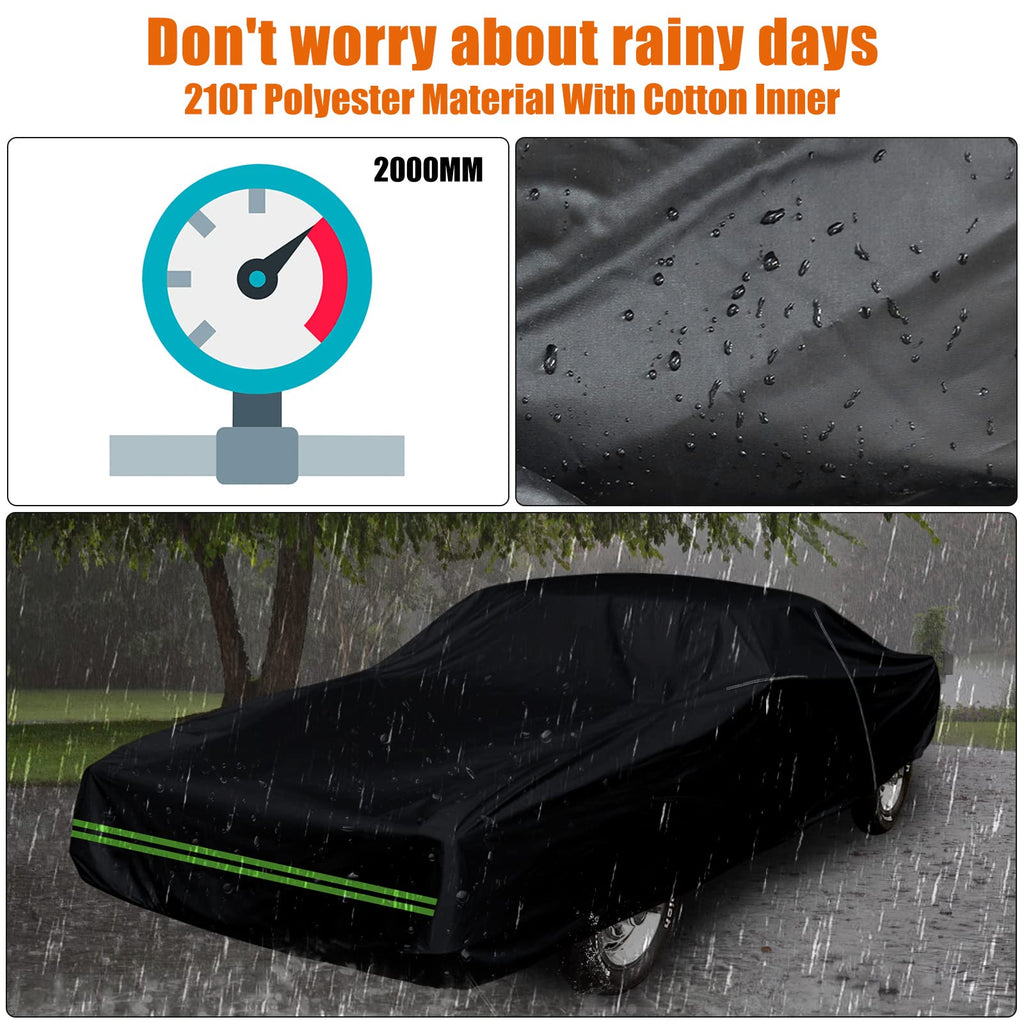 Waterproof Car Cover Replace for 1964-1978 Ford Mustang, 6 Layers All Weather Custom-Fit Mustang Full Car Covers with Zipper Door for Snow Rain Dust Hail Protection (1964-1978)