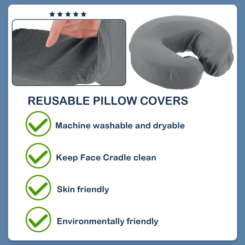 Macarrie 24 Pcs Face Cradle Covers for Massage Table Microfiber Reusable Soft Thicker Massage Table Headrest Covers Bulk Oil Proof Cradle Head Rest Sheets for Spa Beauty Salons(Beige)