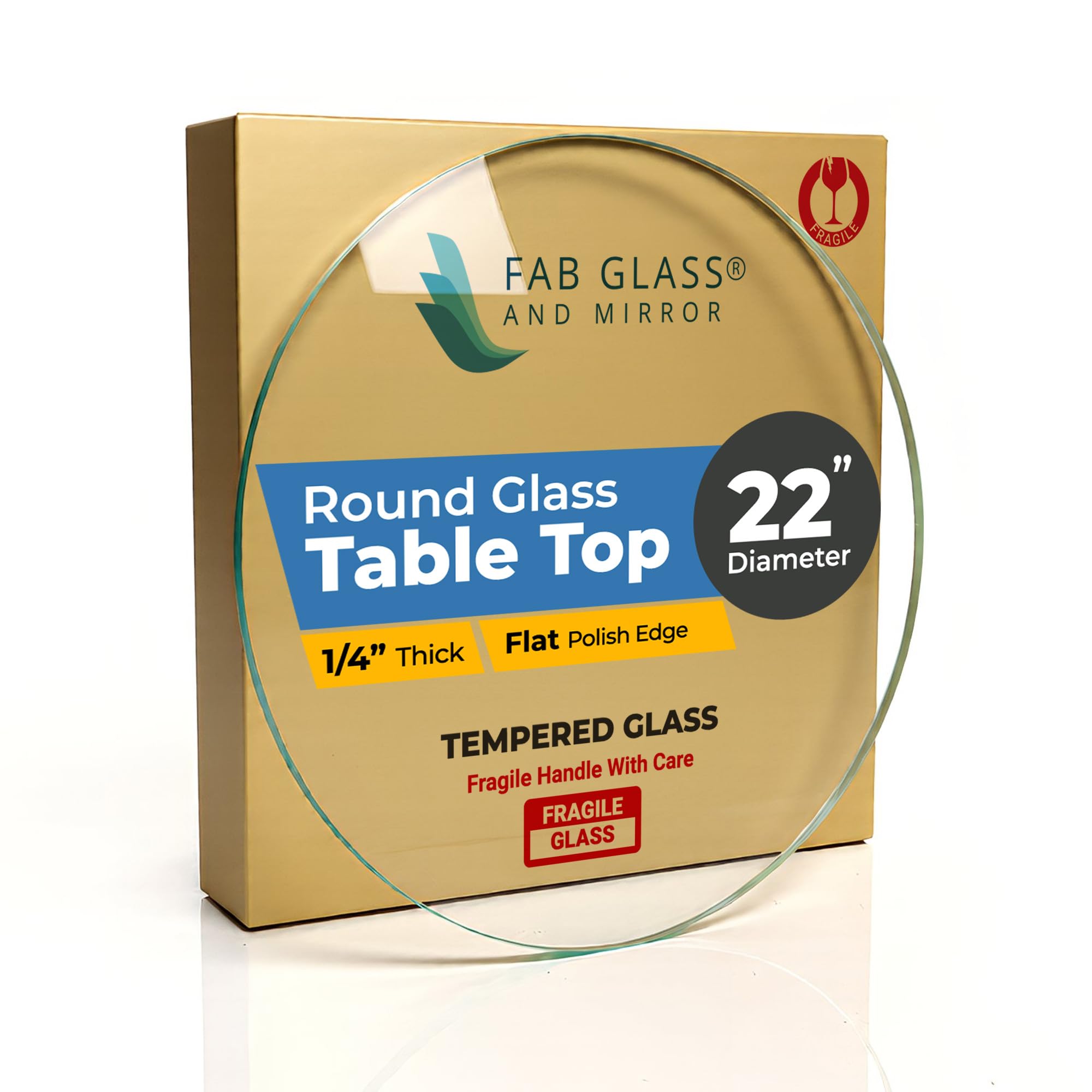 12" Inch Round Glass Table Top 1/2" Thick Tempered Beveled Edge by Fab Glass and Mirror