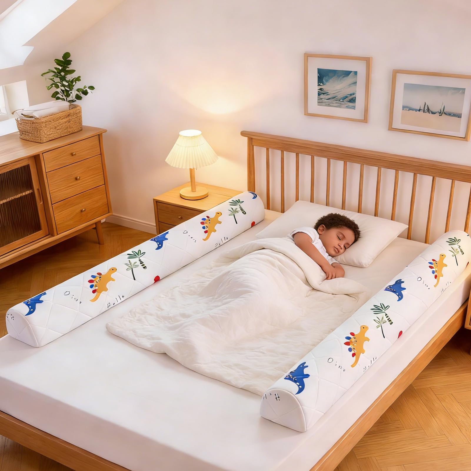 Ceekliybear 1-Pack Premium Foam Bed Bumpers for Toddler, Non-Slip Bed Rails for Toddlers for Twin, Queen, King Beds, Machine Washable Bumpers Cover for Easy Care（Size：52" x 7" x 5"）