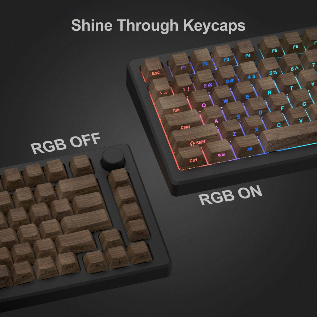 dagaladoo Black Topographic keycaps Double Shot PBT keycaps Shine Through Keyboard Keys Side Printed Key caps Cherry Profile Custom keycap Set for100%, 75%, 65%, 60% US Layout Mechanical Keyboard