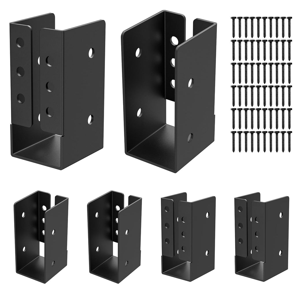 FMhotu Concealed Joist Hanger (1 Pack),4"x6" Outdoor Concealed-Flange Joist Bracket with Screws, Q235B Steel Powder Coated Concealed Mount Light Joist Hangers for 4"x6" Beam, Swing, Handrail, Fence