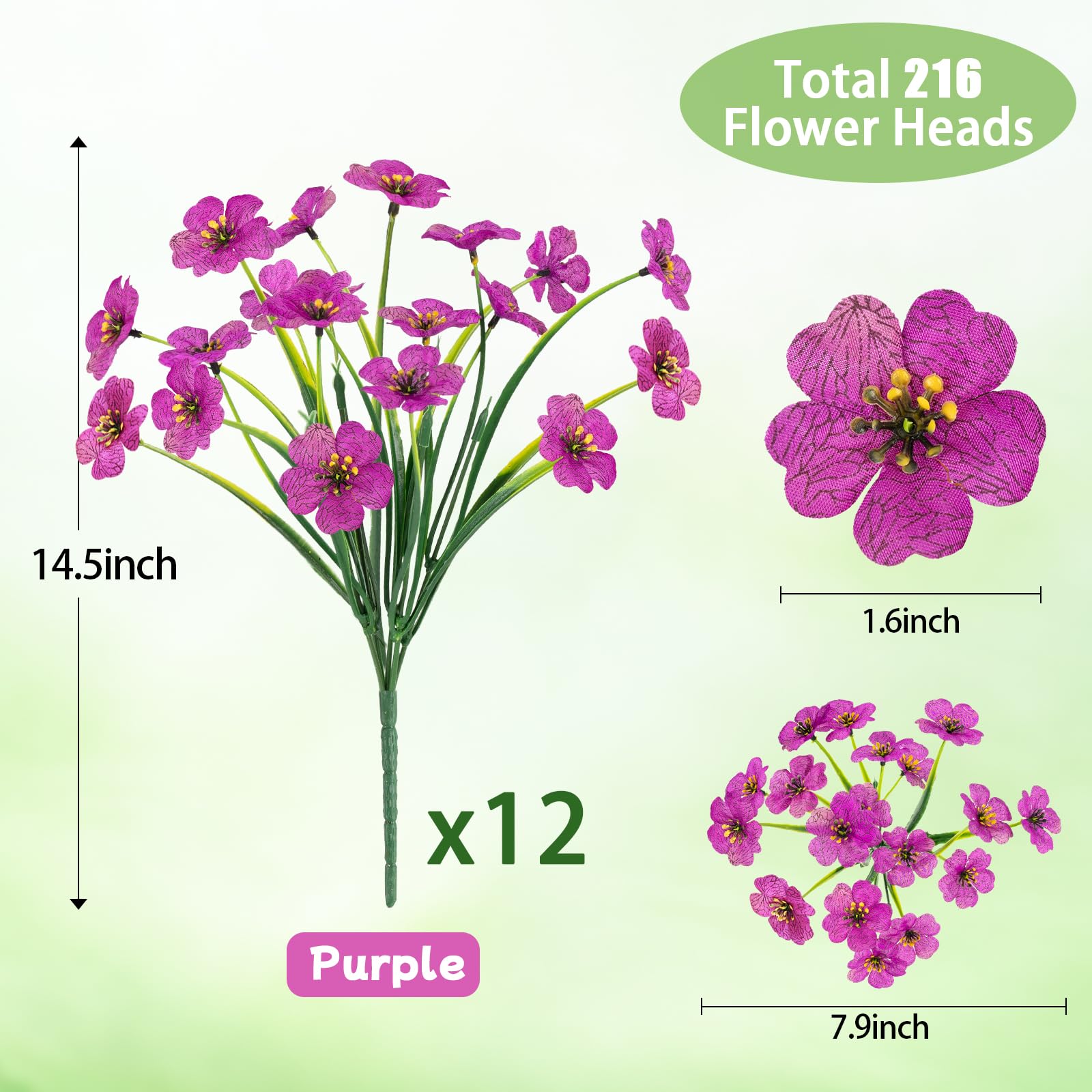 MACTING 12 Bundles Artificial Fall Lavender Flowers for Outdoors, UV Resistant Fake Outdoor Plants, Faux Autumn Greenery Shrubs for Planters Porch Patio Garden Yard Outside Thanksgiving Decorations