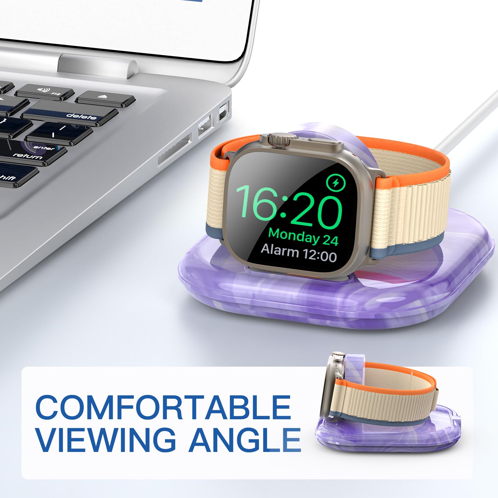 for Apple Watch Magnetic Charging Dock - Fast Magnetic Charger Stand, Compatible with Apple Watch Series 2/3/4/5/6/7/8/9/10/Ultra 1 2, Supports Nightstand Mode, Portable Design for Travel
