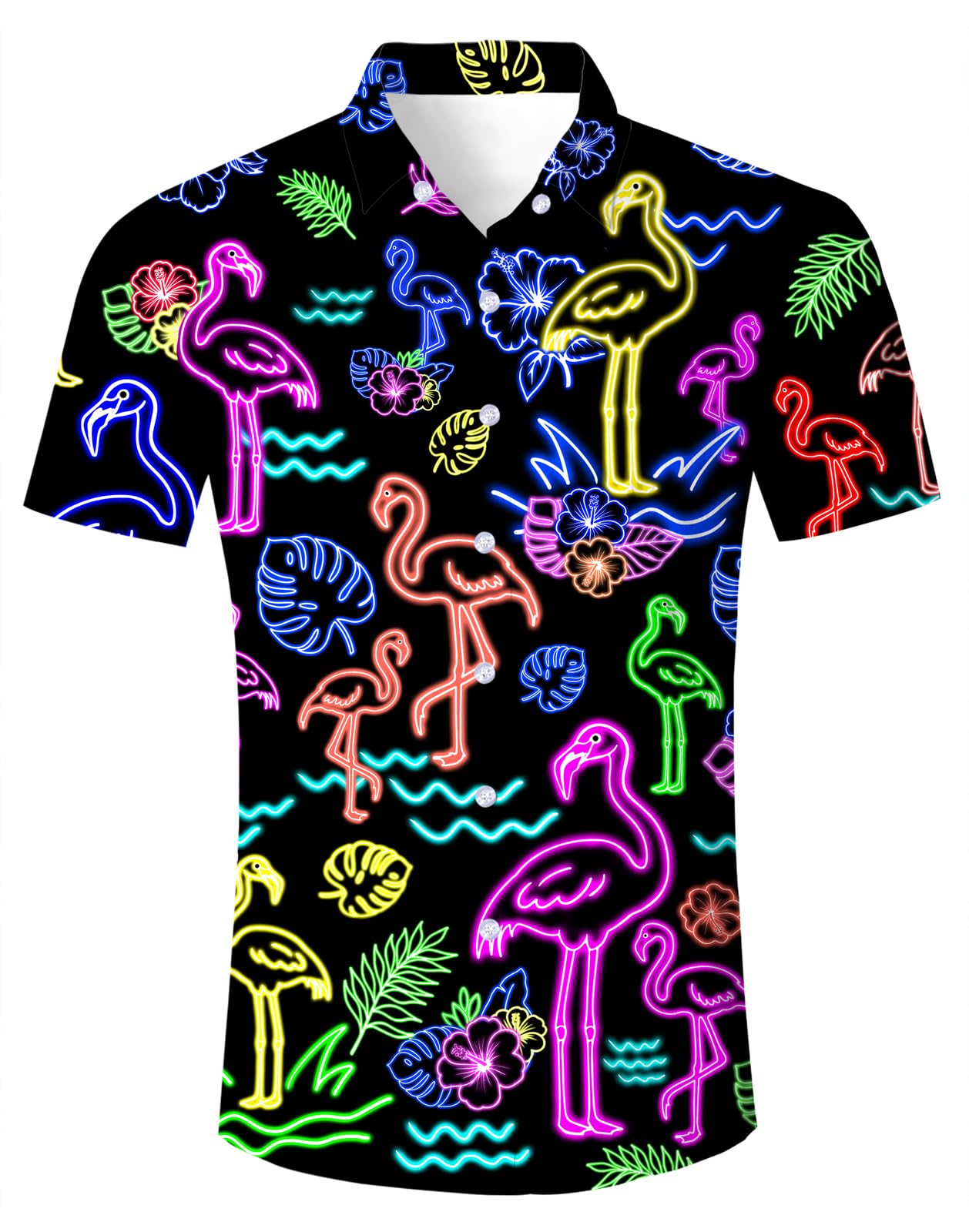 Fanient Mens Hawaiian Shirt Summer 3D Print Casual Short Sleeve Button Down Graphic Aloha Dress Shirts