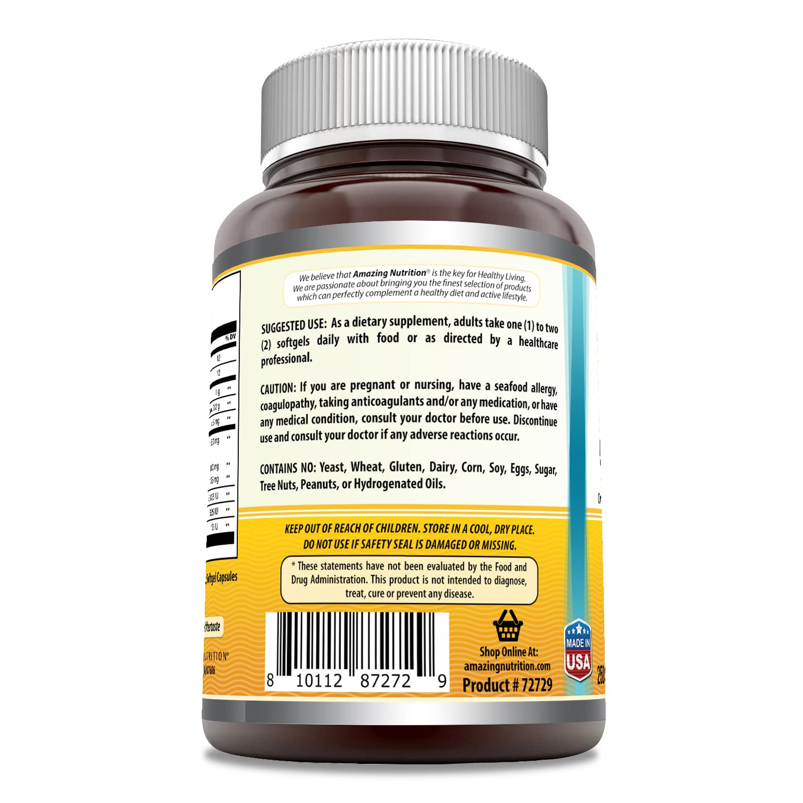 Amazing Omega Norwegian Cod Liver Oil 1250 Mg Softgels Supplement | Omega-3, EPA, DHA, Vitamin A, Vitamin D & Vitamin E (Lemon | 60 Count)