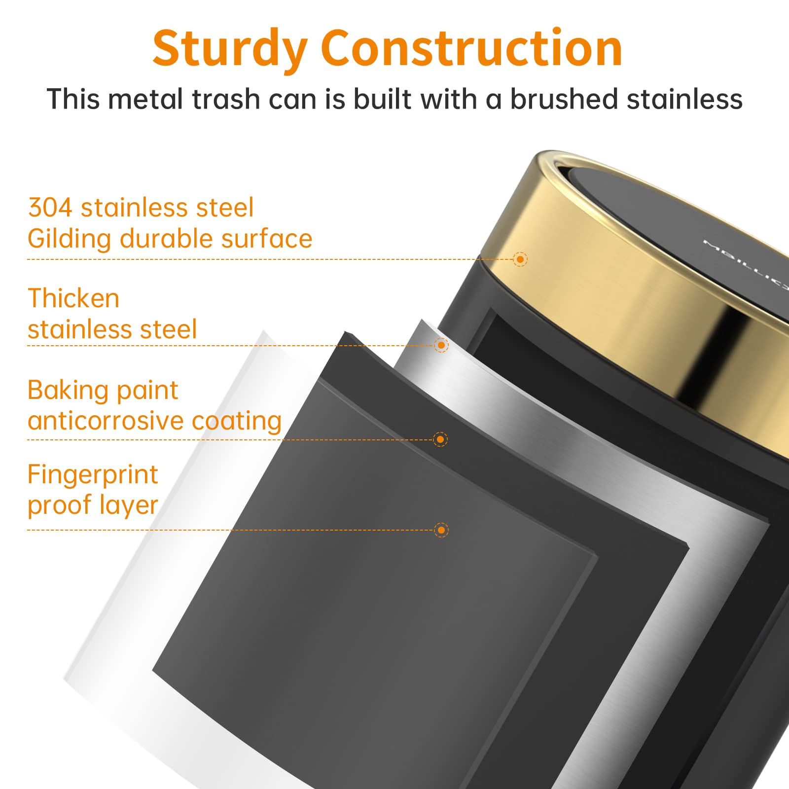 Mini Trash Can with Lid, Desktop Small Trash Can Recycling Bin Cute Metal Garbage Can for Tabletop Countertop Use,Stainless Steel 0.4Gal/1.5L Waste Bin for Office Parlor Car Bedroom,Swing Lid Open