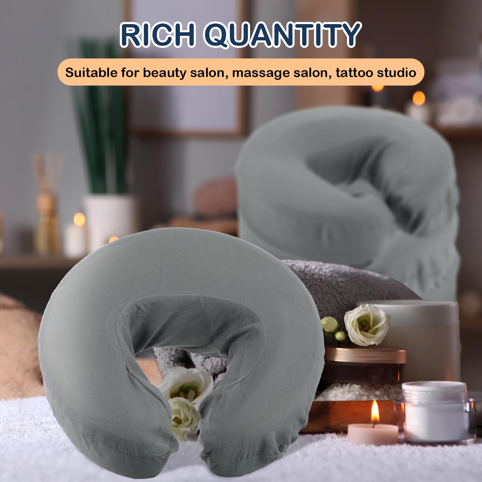 Macarrie 24 Pcs Face Cradle Covers for Massage Table Microfiber Reusable Soft Thicker Massage Table Headrest Covers Bulk Oil Proof Cradle Head Rest Sheets for Spa Beauty Salons(Beige)