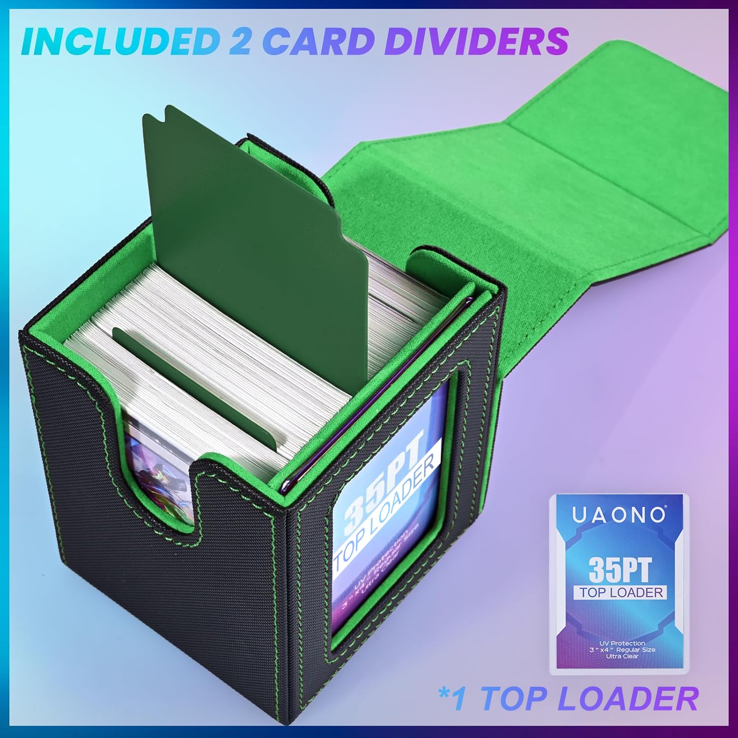 UAONO 4 Pack MTG Commander Deck Box, Independent Commander Display, Fits 400 Double-Sleeved Cards, Magnetic Deck Case for Magic the Gathering TCG, 8 Dividers & 4 Top Loaders (4 Color)
