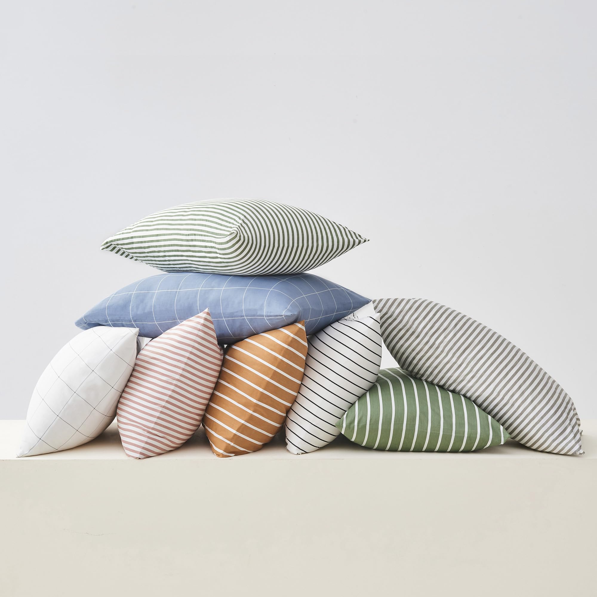 JELLYMONI Cotton Striped Pillowcases Set of 2, Sage Green, Standard | Soft breathable feel, Envelope closure, 400TC cotton, Machine washable, Gentle on skin