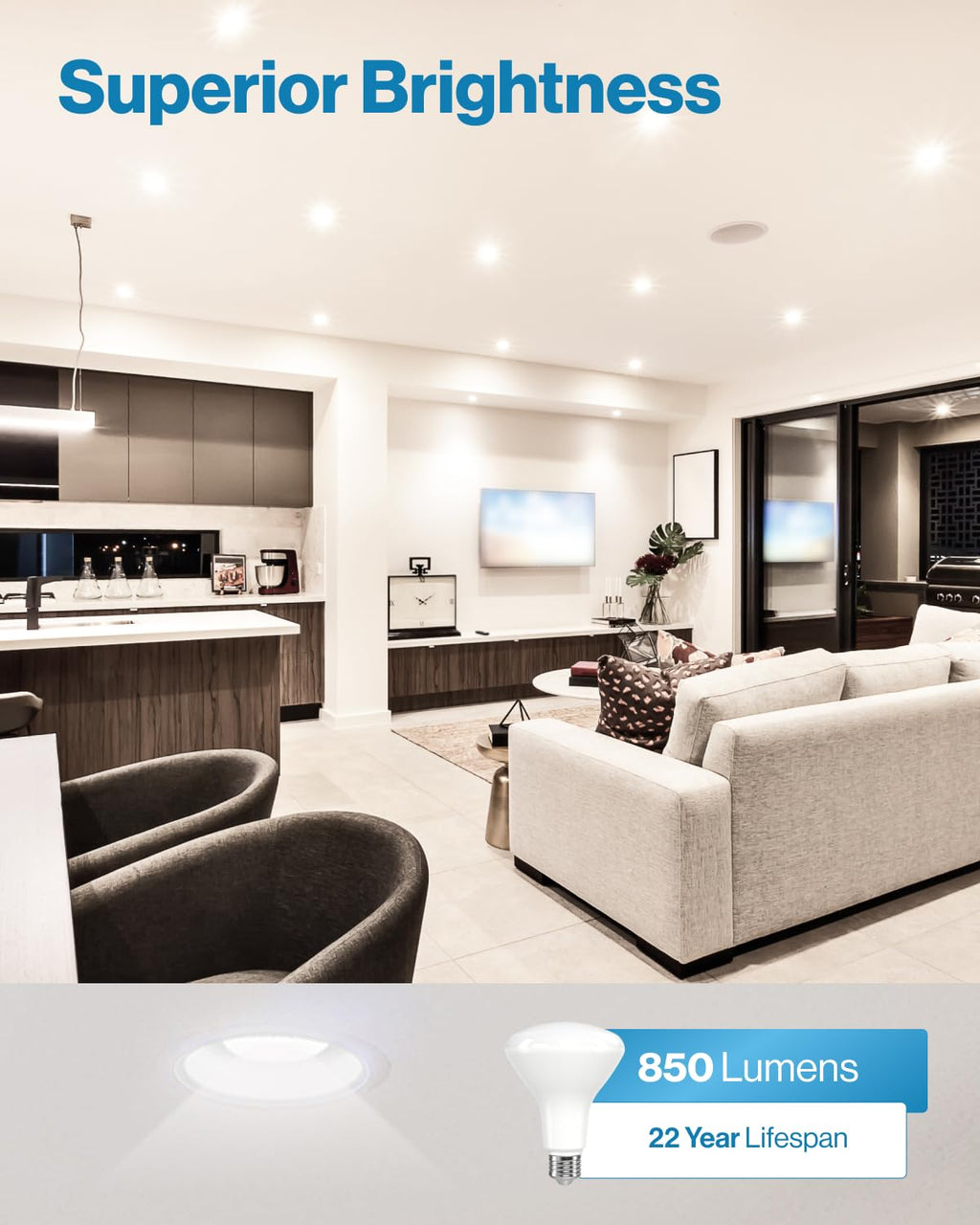 Sunco 12 Pack BR30 Light Bulbs LED, Recessed Can Light Bulbs, Indoor Flood Bulb, 850 LM, 11W (65W Equivalent), 3000K Warm White, Dimmable, E26 Base, for Home, Kitchen, Bedroom UL