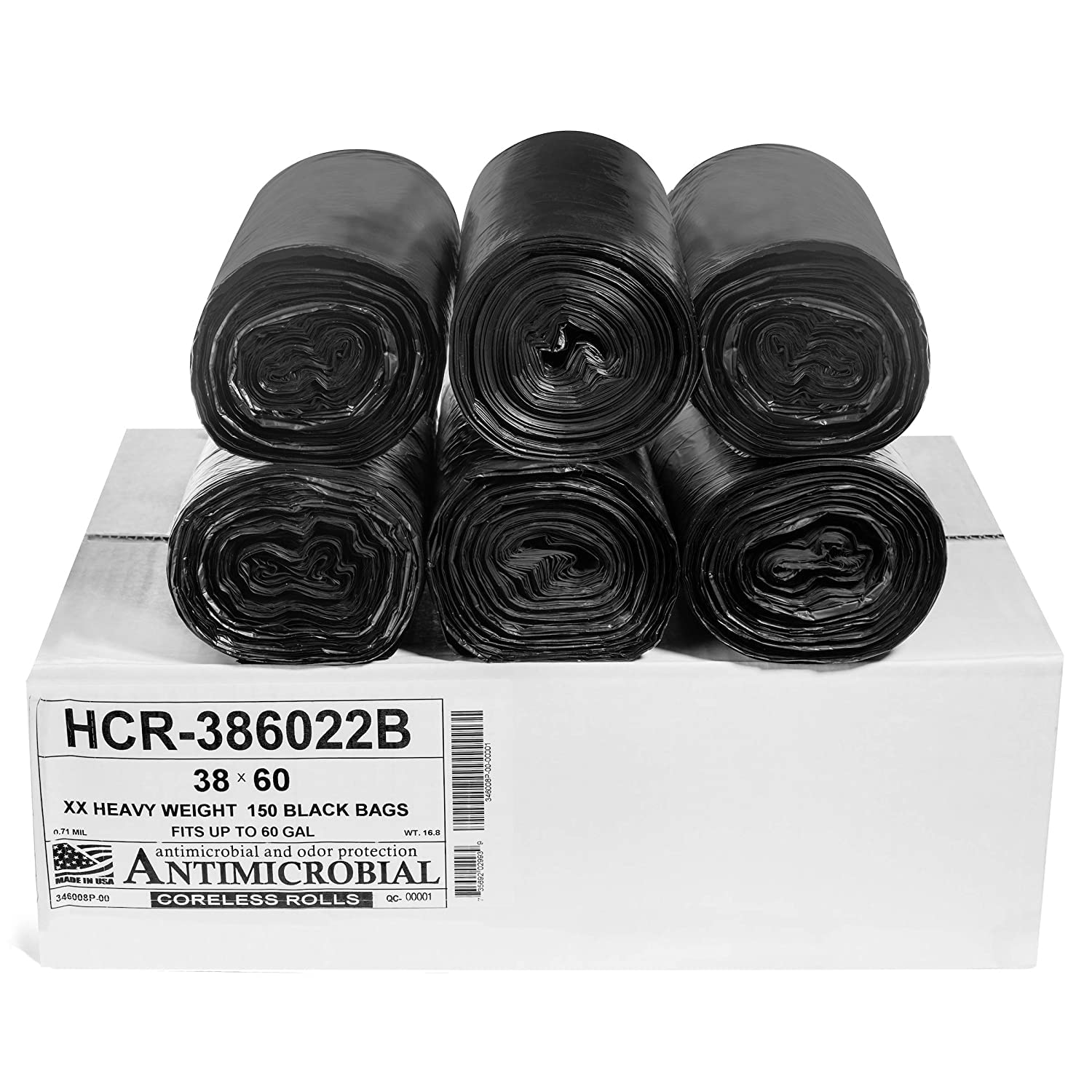 Aluf Plastics High Density Trash Bags, 10 Gallon, 4000 Count, 6 Micron (eq), 24" x 24", Black, for Bathroom, Office, Industrial, Commercial, Janitorial, Municipal, Recycling