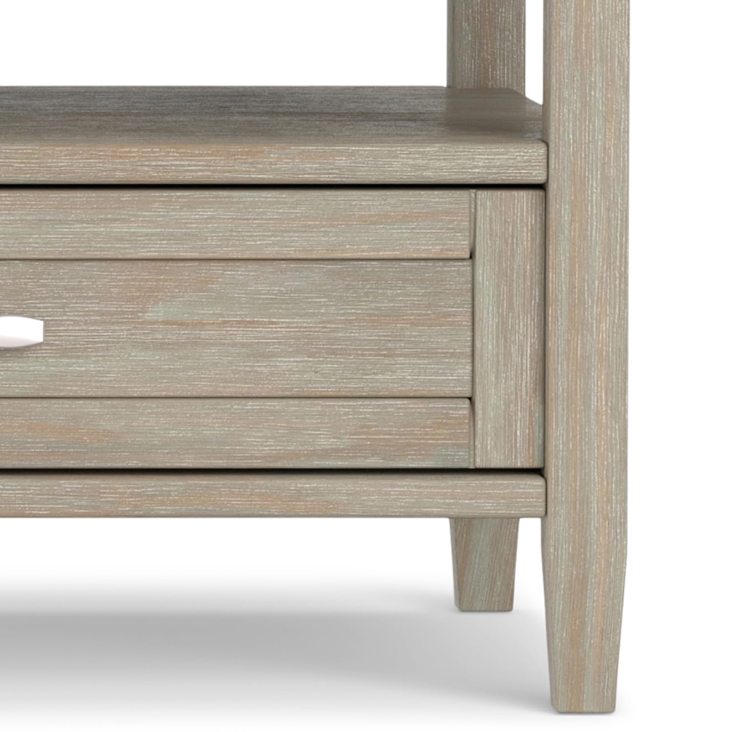 SIMPLIHOME Warm Shaker Coffee Table - 48 inch Wide Solid Wood Coffee Table in Black, Transitional Living Room Table with 2 Drawers, Open Shelf, Shaker Fronts and Tapered Legs