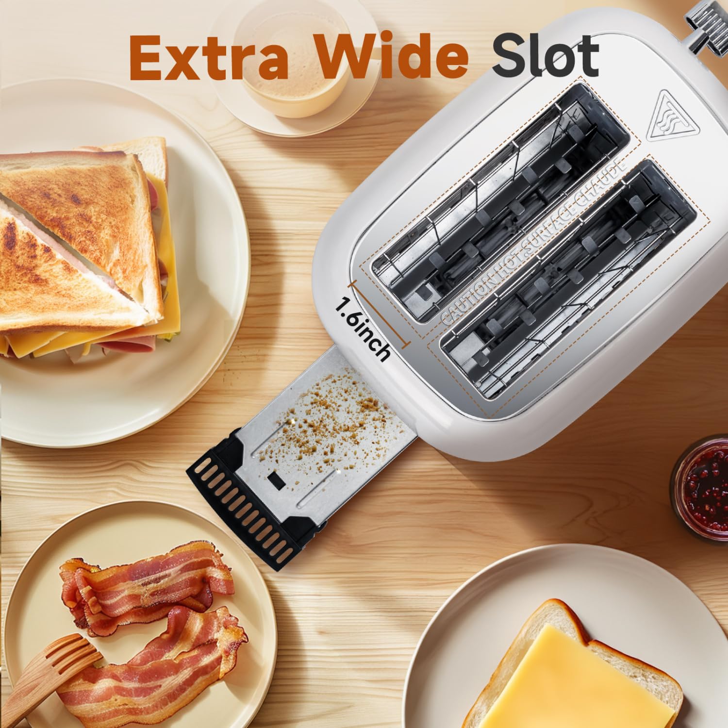 Aigostar Toaster 2 Slice Retro Toaster Stainless Steel, 1.6 inch Extra Wide Slots Bread Toaster Bagel, Cancel, Defrost Function, 6 Shade Settings & Removable Crumb Tray for Bread Waffle, Aqua Green