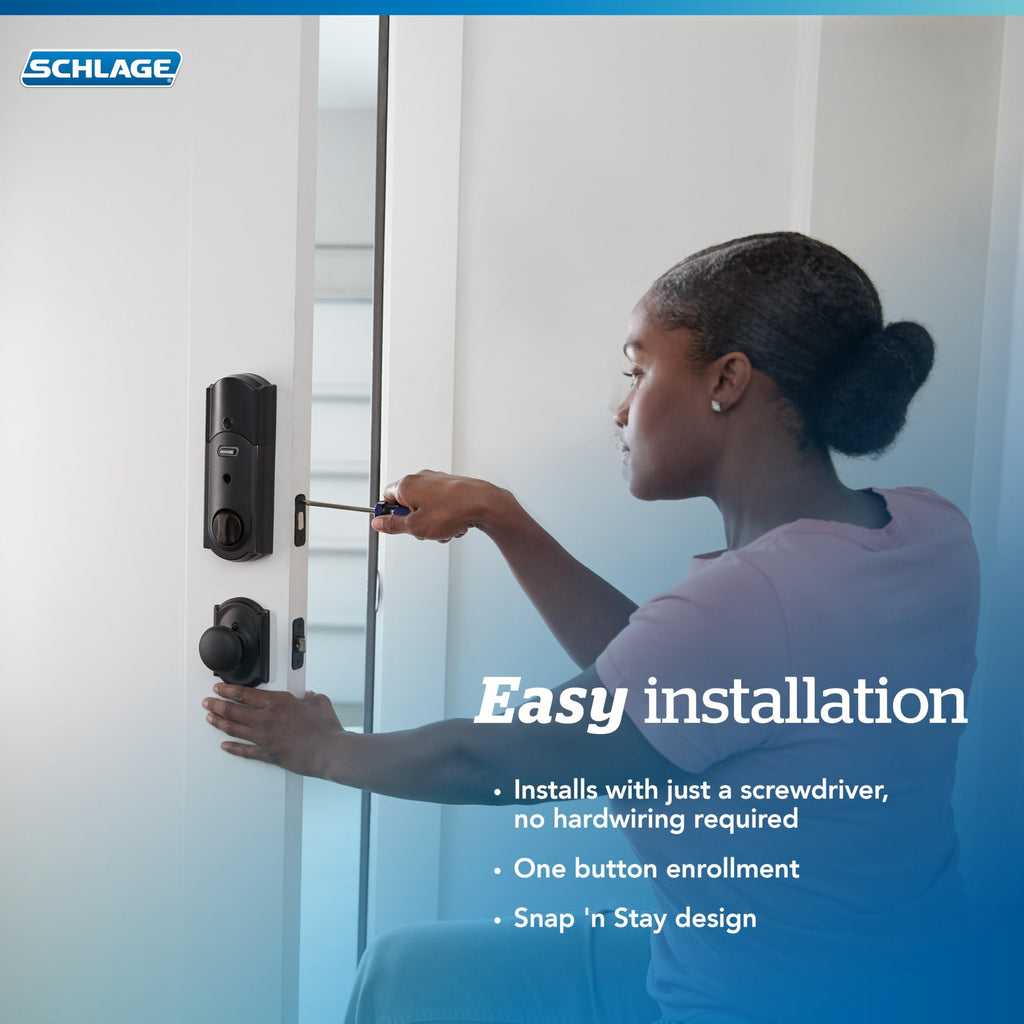 Schlage Connect Smart Deadbolt Lock with Touchscreen Keypad, Keyless Front Door Entry, Z-Wave Plus Compatible, Aged Bronze, BE469ZP CEN 716
