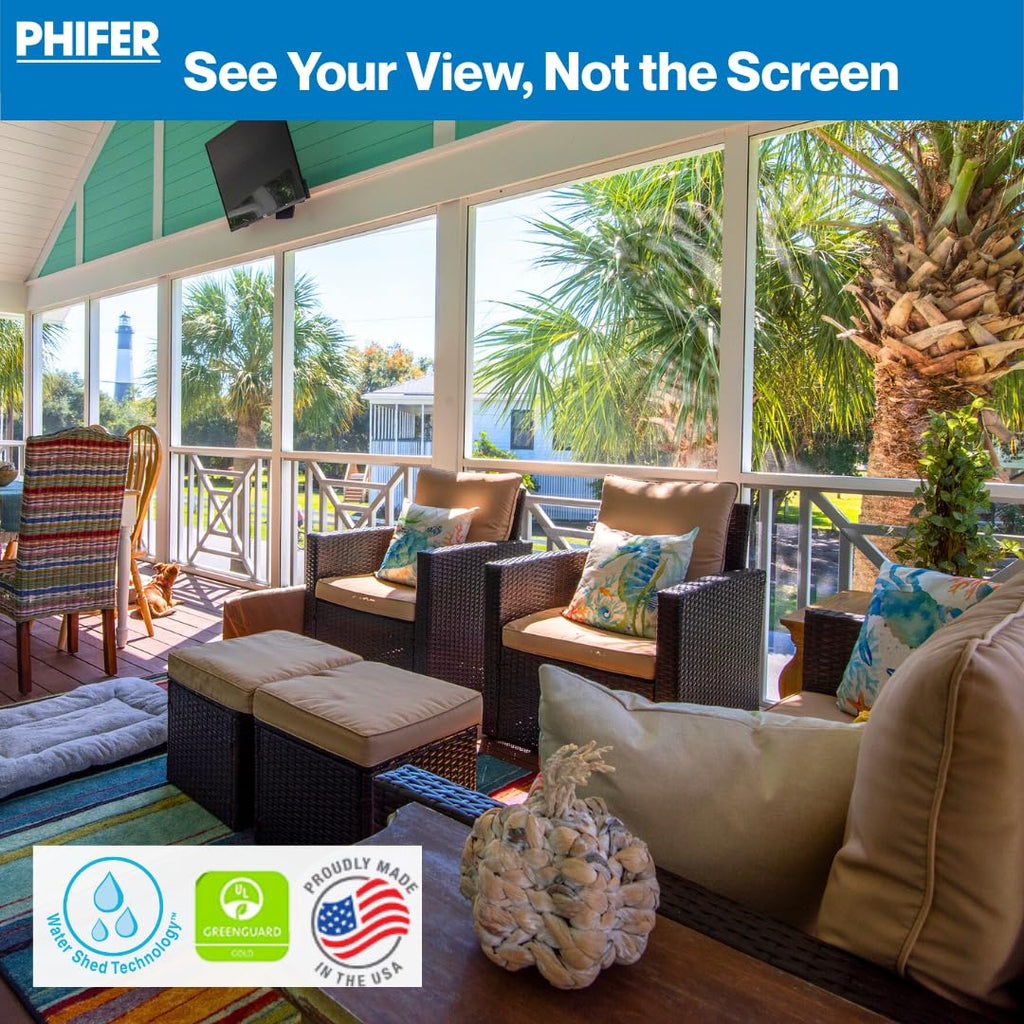Phifer BetterVue High-Visibility Mesh Screen for Patio Porch, Screen Door Mesh, & Balcony - High Transparency Window Screening for Porches Roll - (24 in x 25 ft) - DIY Replacement & Repair