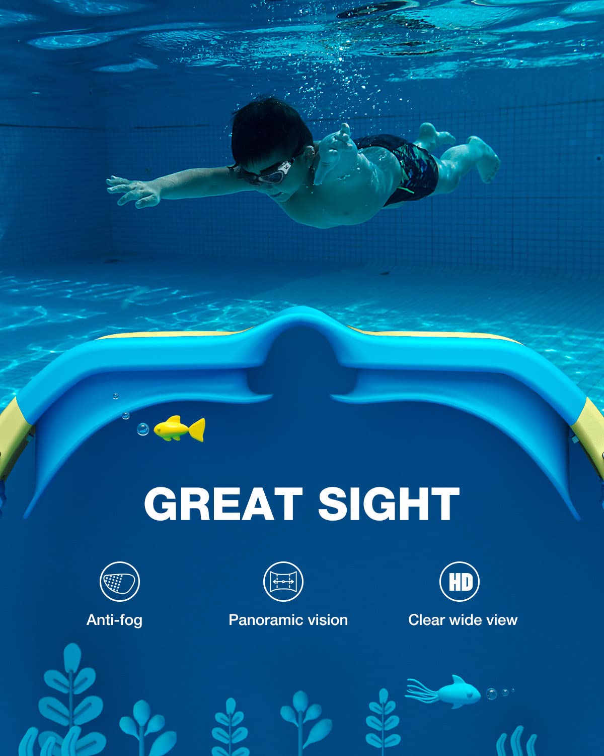 ZIONOR Kids Swim Goggles, G1MINI SE No Leak Anti-Fog Goggles for Kids 6-14, Soft Silicone Comfort Fit, Easy Adjust Strap