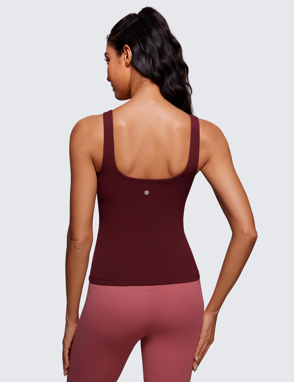 CRZ YOGA Butterluxe U Neck Tank Tops for Women - Padded Athletic Workout Camisole Crop Tops with Built in Bra