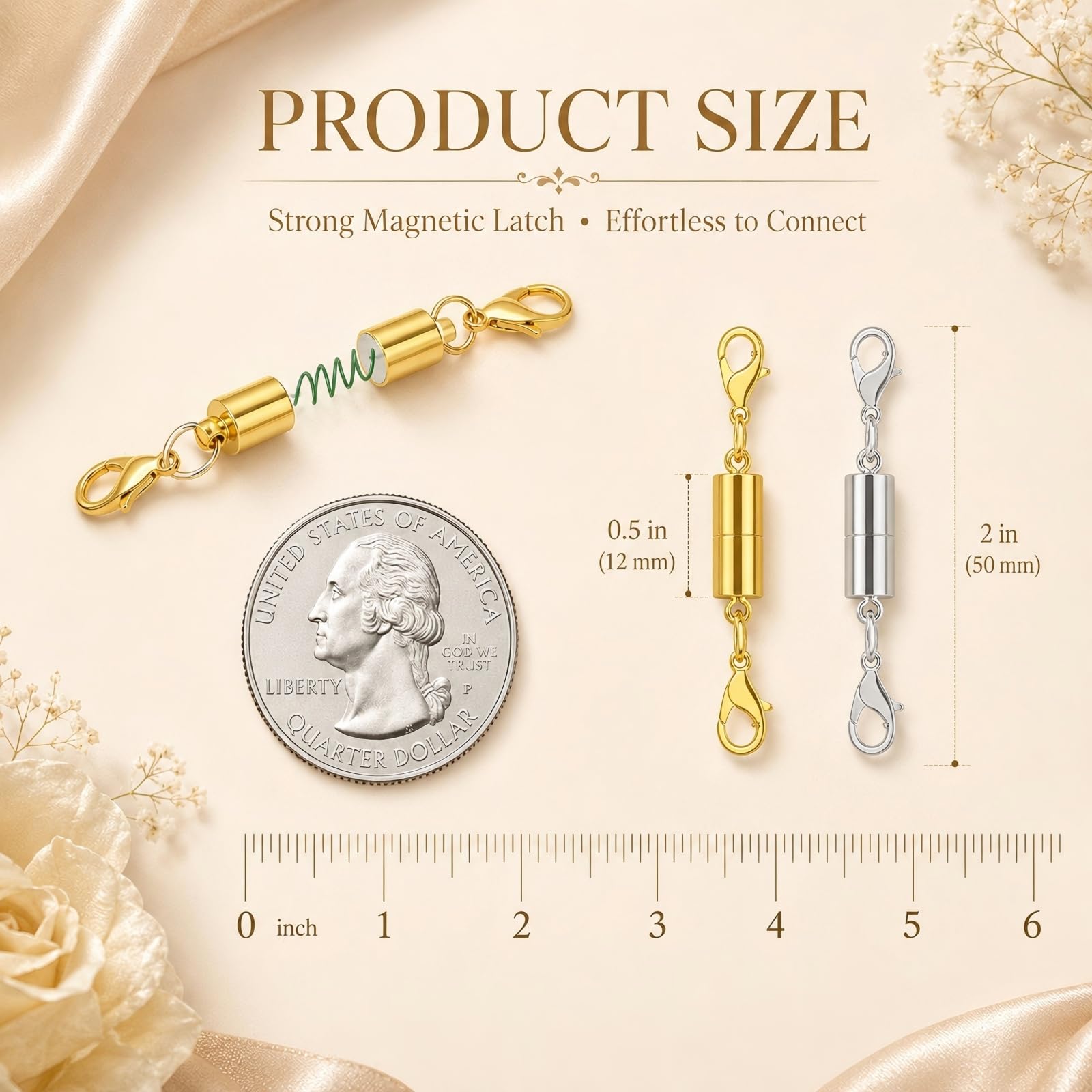 12 Pack Magnetic Necklace Clasps and Closures. Necklace Jewelry Extender with Strong Magnet. for Jewelry Necklace Bracelet Making. Gold and Silver Plating (12Pcs | Gold Cylinder)