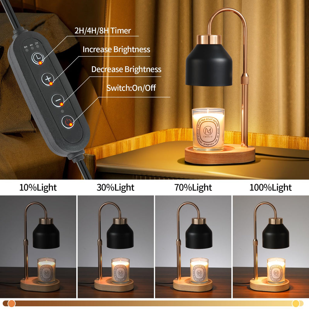 MEIXISUE Candle Warmer Lamp with Timer and Dimmer,Electric Amber Light Gifts for Women Melt Wax Warmer Lamp with 2 Bulbs for Candle Jars House Warming New Home Decor