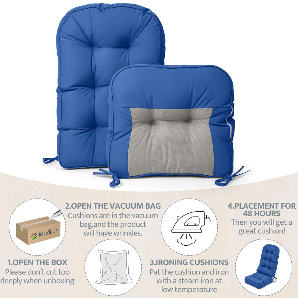 mudilun Rocking Chair Cushion - Non-Slip Tufted 4-Inch Thickened Rocking Chair Cushions with Ties Indoor/Outdoor Wooden Rocking Chair Pad for Living Rooms, Bedrooms, and Balconies