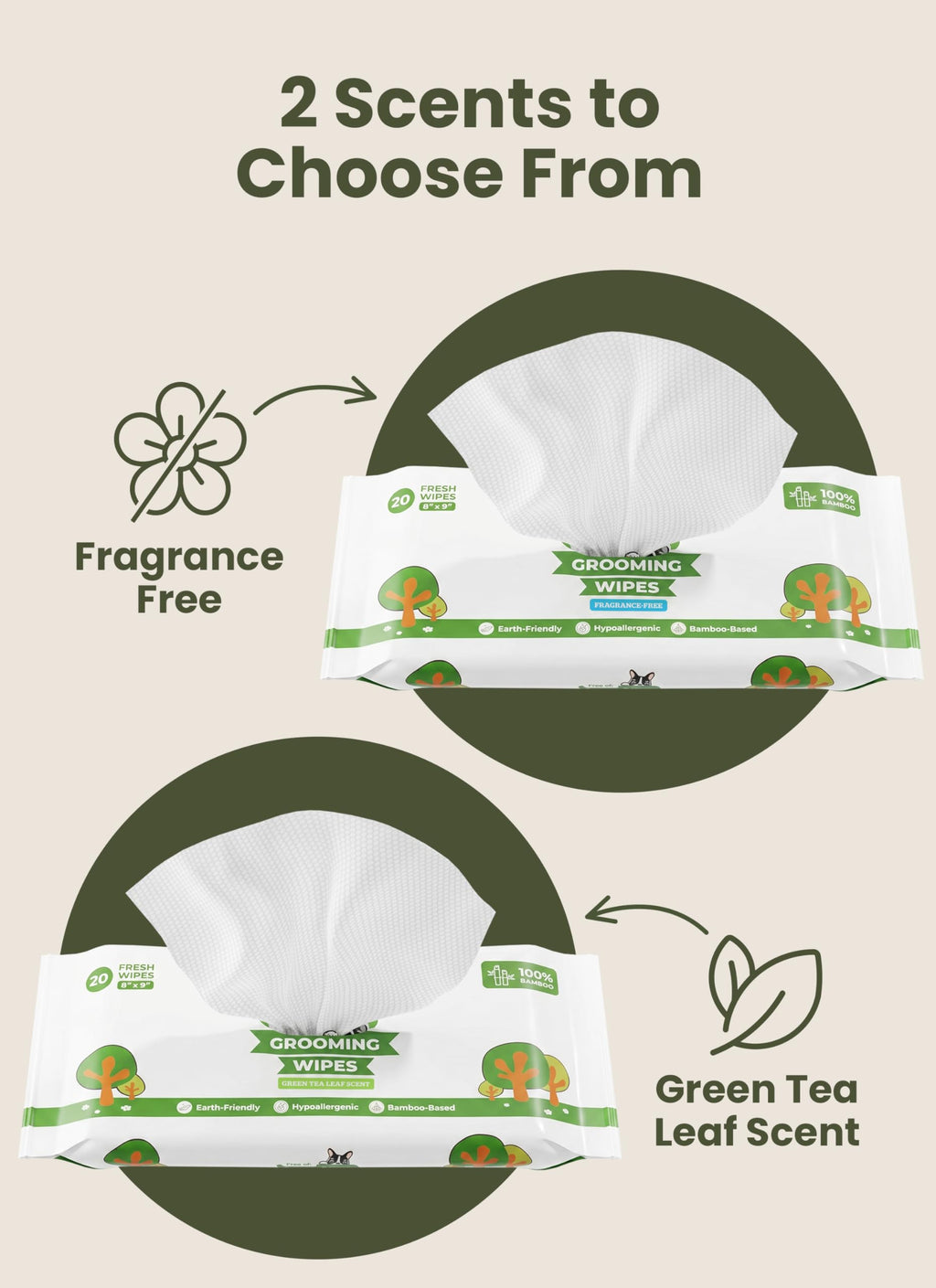 Pogi’s Dog Grooming Wipes – Hypoallergenic Pet Wipes for Paws, Body & Butt – Cleaning & Hydrating, Green Tea Scent, 100 Count
