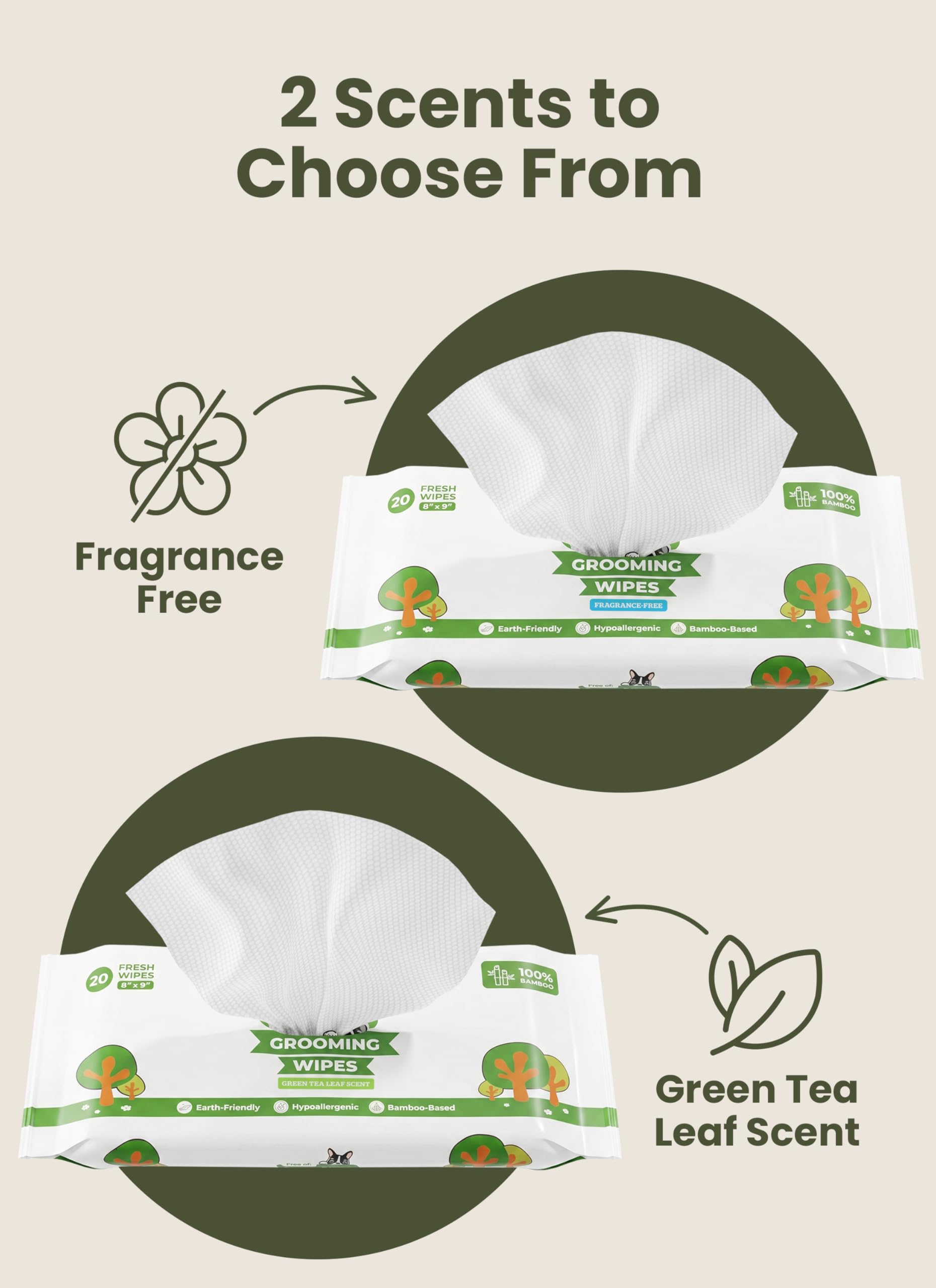 Pogi’s Dog Grooming Wipes – Hypoallergenic Pet Wipes for Paws, Body & Butt – Cleaning & Hydrating, Green Tea Scent, 100 Count