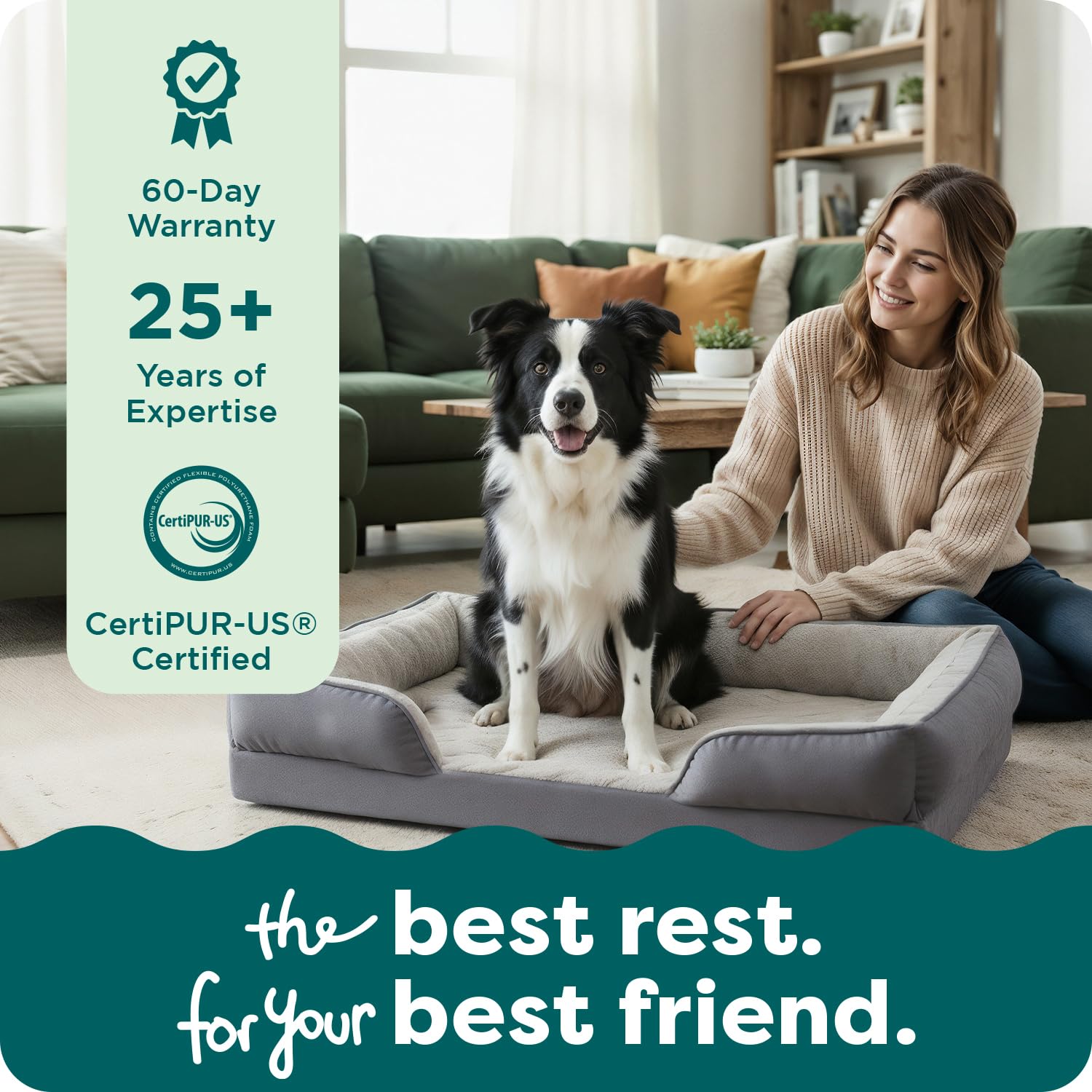 Furhaven Cooling Gel Dog Bed for Medium/Small Dogs w/ Removable Bolsters & Washable Cover, For Dogs Up to 35 lbs - Plush & Velvet Waves Perfect Comfort Sofa - Brownstone, Medium
