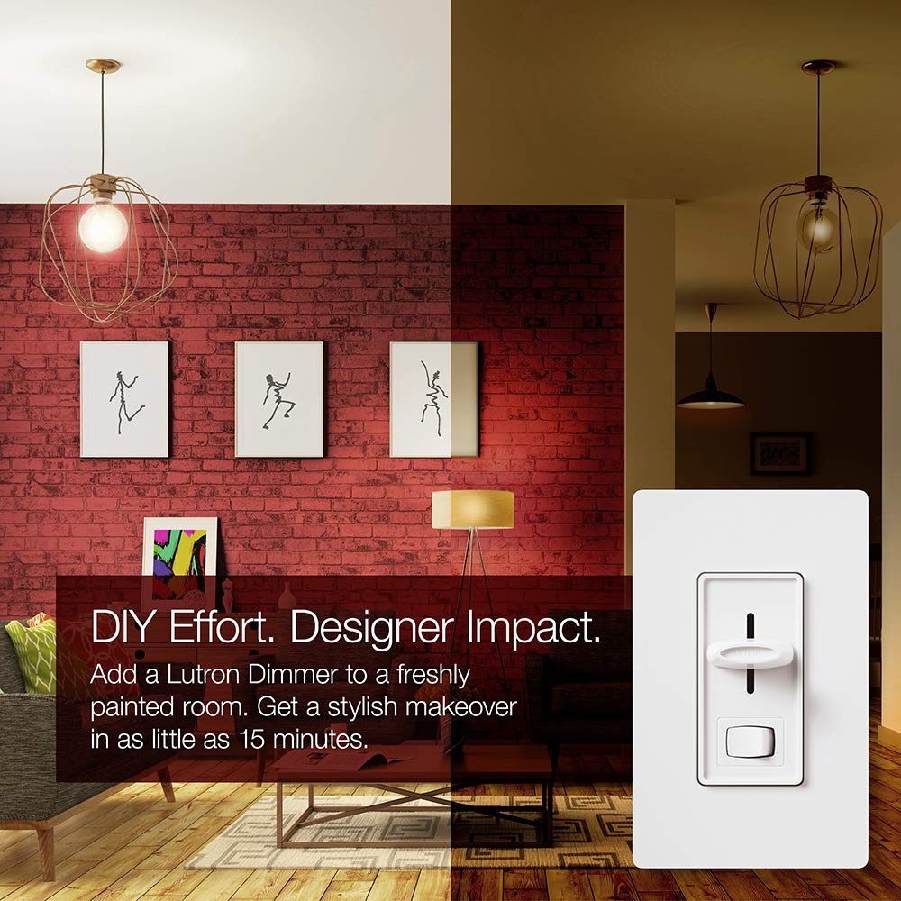 Lutron Skylark LED+ Dimmer Switch for Dimmable LED, Lutron Dimmer Switch For Halogen and Incandescent Bulbs, 150W/Single-Pole or 3-Way, SCL-153P-AL, Almond