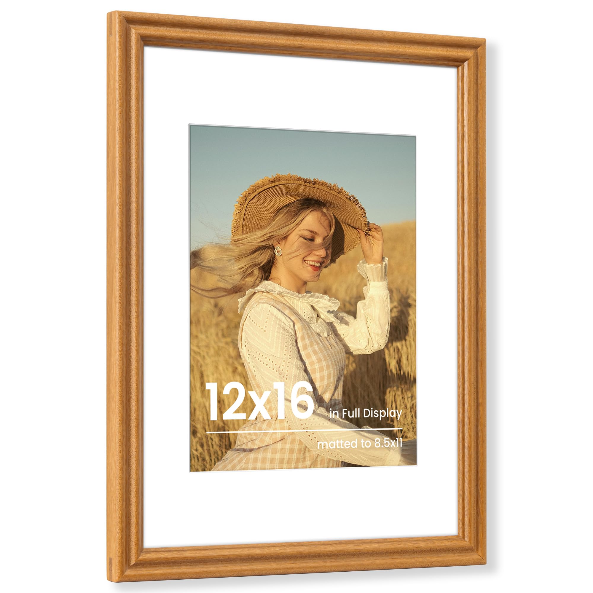 Fun Memories 5x7 Picture Frame with Mat for 4x6 Photo, Solid Elm Wood & Tempered Glass, Rustic Wall & Tabletop Display Frame, Grey, 1 Pack
