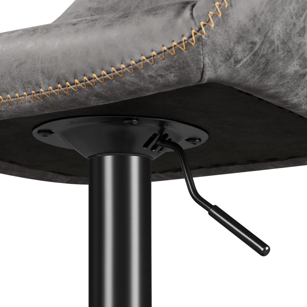 Yaheetech Bar Stools Set of 2, PU Leather Swivel Counter Height Barstools, Adjustable Bar Chairs with Backrest and Footrest, Kitchen Island Stool for Home Kitchen, Black