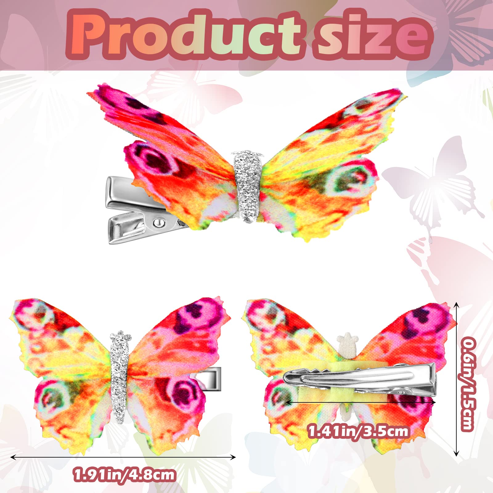 Boao 18 Pieces Glitter Butterfly Hair Clips for Girls Teens Women Hair Accessories (Bright Style)