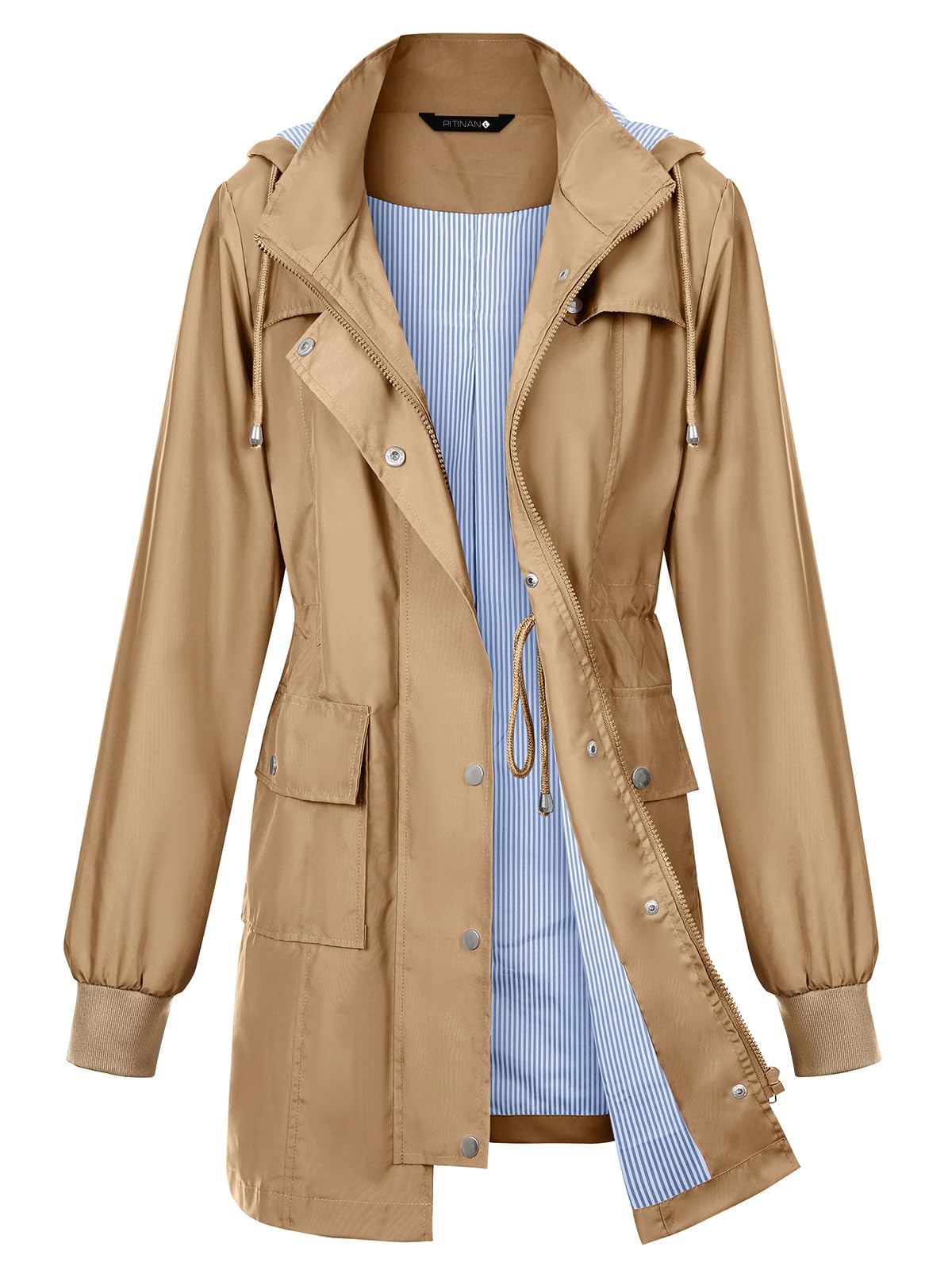 PITINAN Rain Jackets For Women Waterproof Rain Coats with Hood Lightweight Windbreaker Outdoor Womens Raincoats