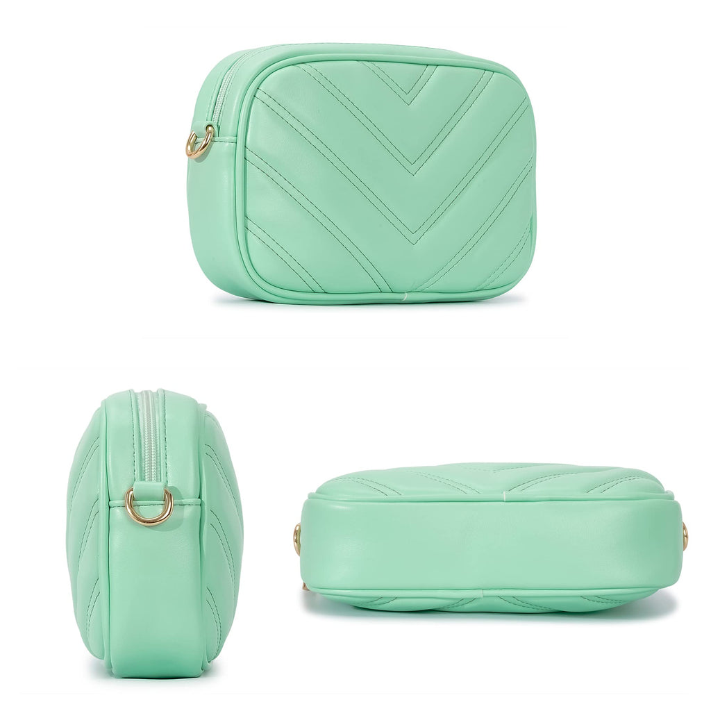 Herald Chevron Quilted Small Crossbody Bag with Coin Purse Pouch, Women Square Camera Side Shoulder 2 Size Handbags | Chevron
