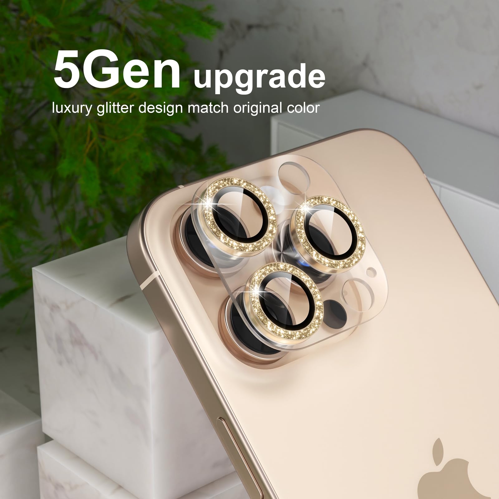 Choiche Compatible for iPhone 16 Pro/iPhone 16 Pro Max Camera Lens Protector, Bling Camera Cover with 9H Tempered Glass Lens Screen Protector Metal Ring Decoration Accessories(Black)