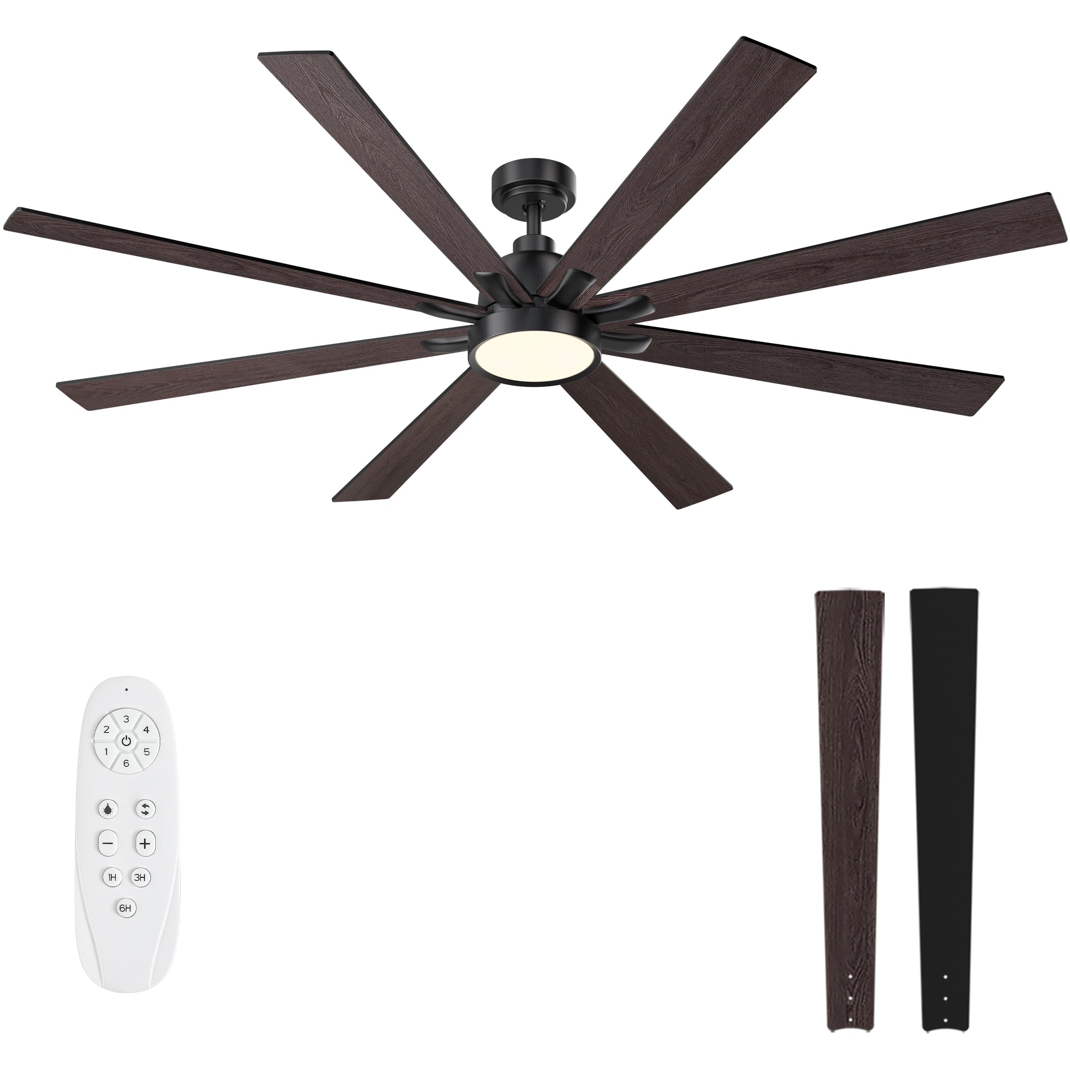 42 Inch Low Profile Ceiling Fan with Light, White Ceiling Fans with Lights and Remote, Flush Mount, 6 Speeds Reversible Quiet DC, 3CCT Dimmable, Indoor Outdoor Ceiling Fans for Patios Bedroom