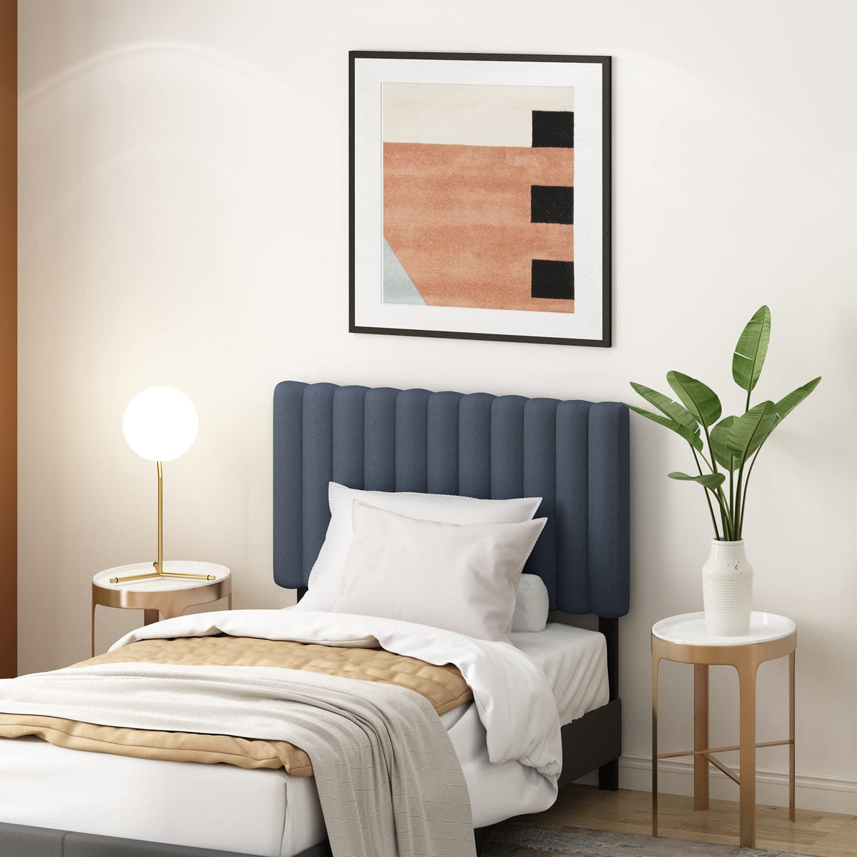 FURINNO Roanne Tufted Headboard, Twin, Black