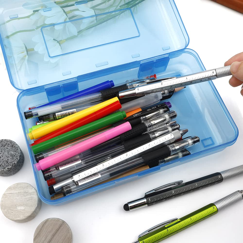 Pencil Case, Pencil Box, Clear Pencil Case, 3 Pack Plastic Pencil Case, Large Capacity Pencil Case, Crayon Box with Snap-tight Lid Stackable Design, Plastic Storage Box for School Office Supplies