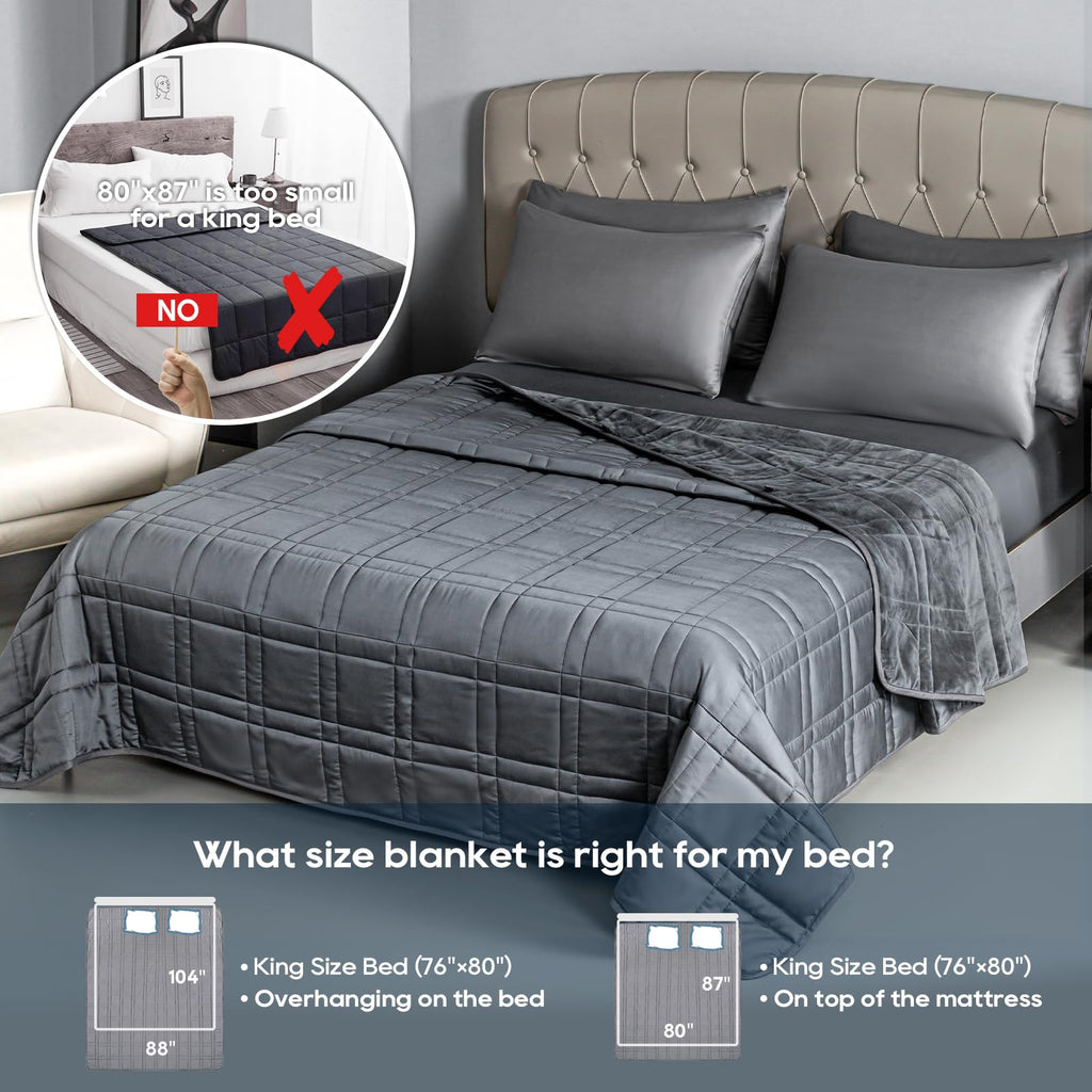 OMYSTYLE Reversible Weighted Blanket 48''x72'' 15lbs for Adults, Warm Short Plush and Cool Tencel Fabric Double-Sided Weighted Blanket for All Season Use - Carry Bag Included