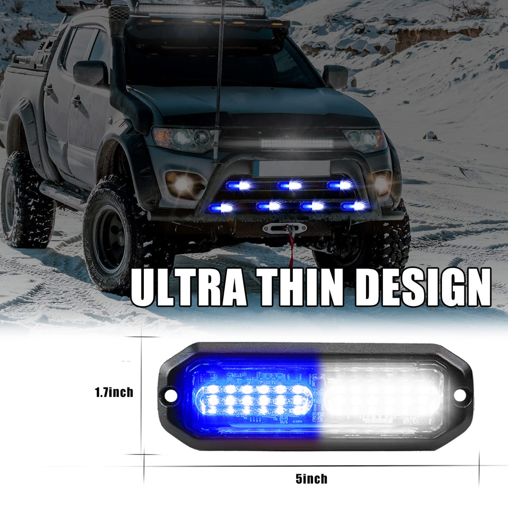 WINECO Amber led strobe lights for trucks 8pcs 12-LED Surface Mount Flashing Strobe Lights kit for Trucks Car Vehicles LED Mini Grille Grill Strobe Light Head Emergency Hazard Warning lights